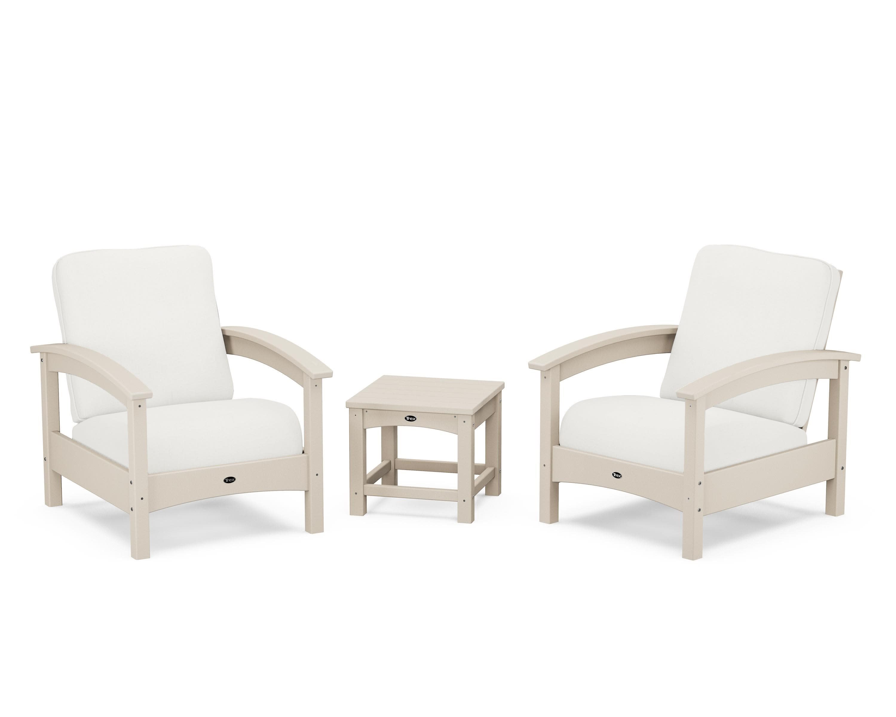 Rockport Club 3-Piece Deep Seating Conversation Set in Sand Castle / Natural Linen