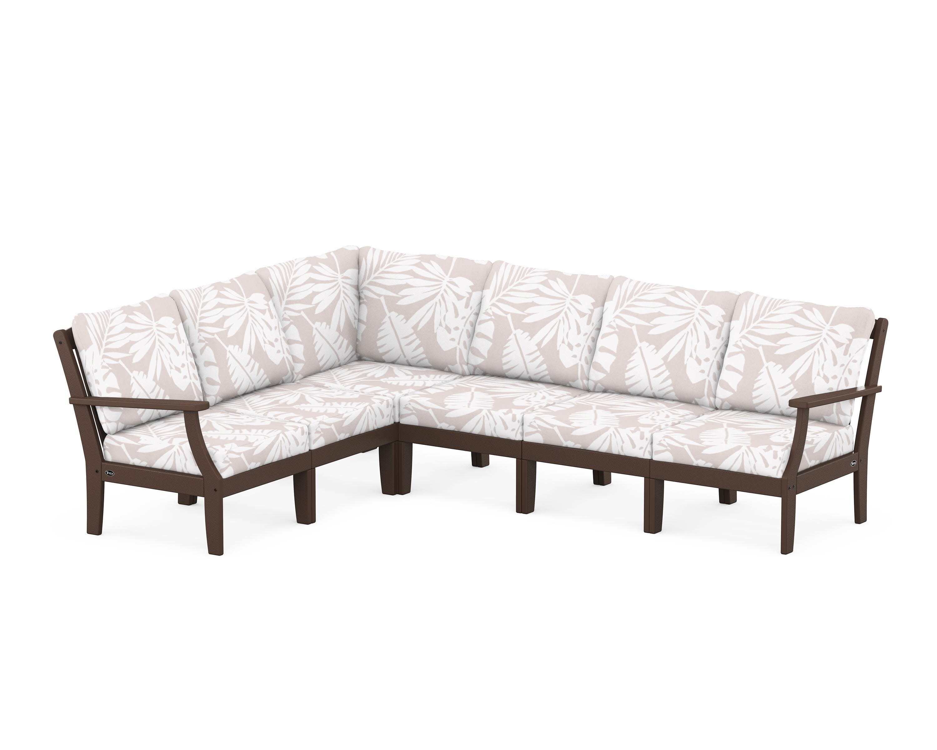 Yacht Club Modular 6-Piece Deep Seating Set in Vintage Lantern / Leaf Dune Burlap
