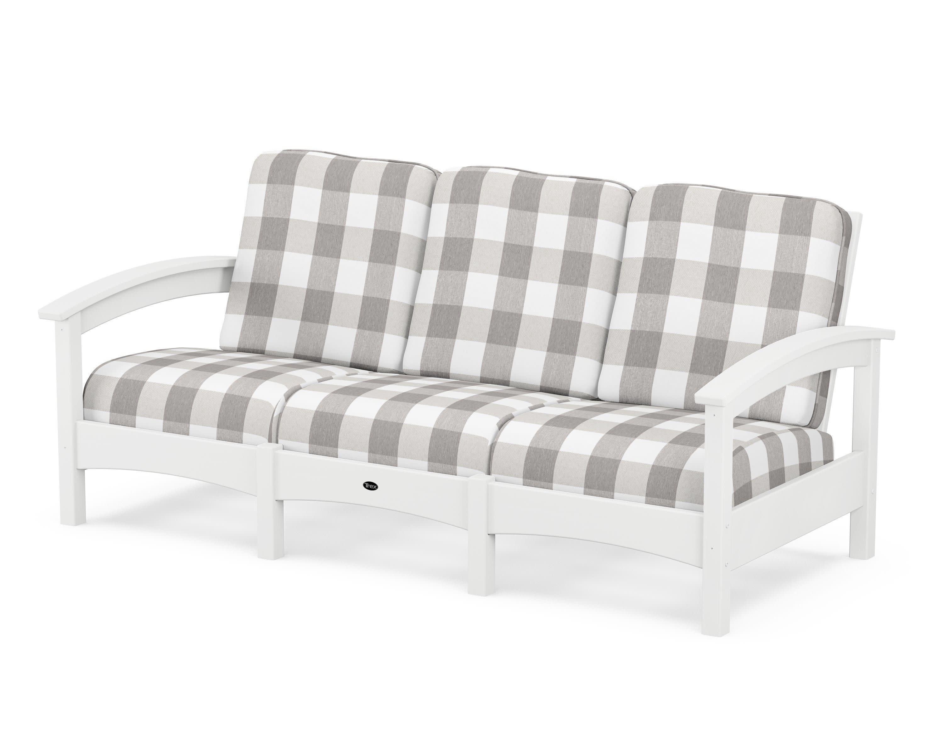 Rockport Club Sofa in Classic White / Buffalo Plaid Grey Mist