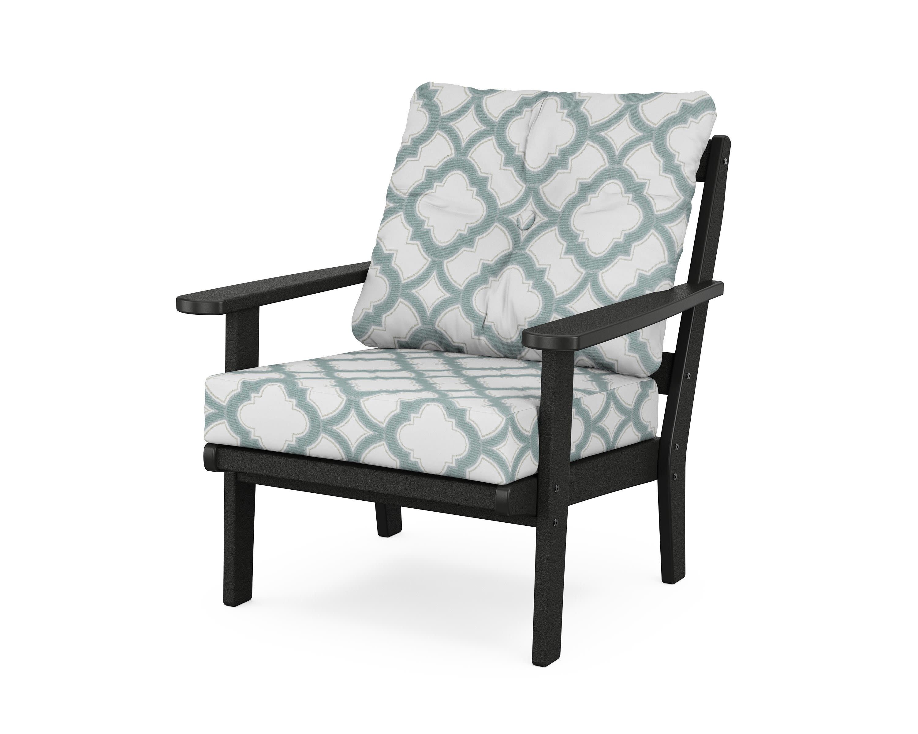 Cape Cod Deep Seating Chair in Charcoal Black / Trellis Glacier Spa