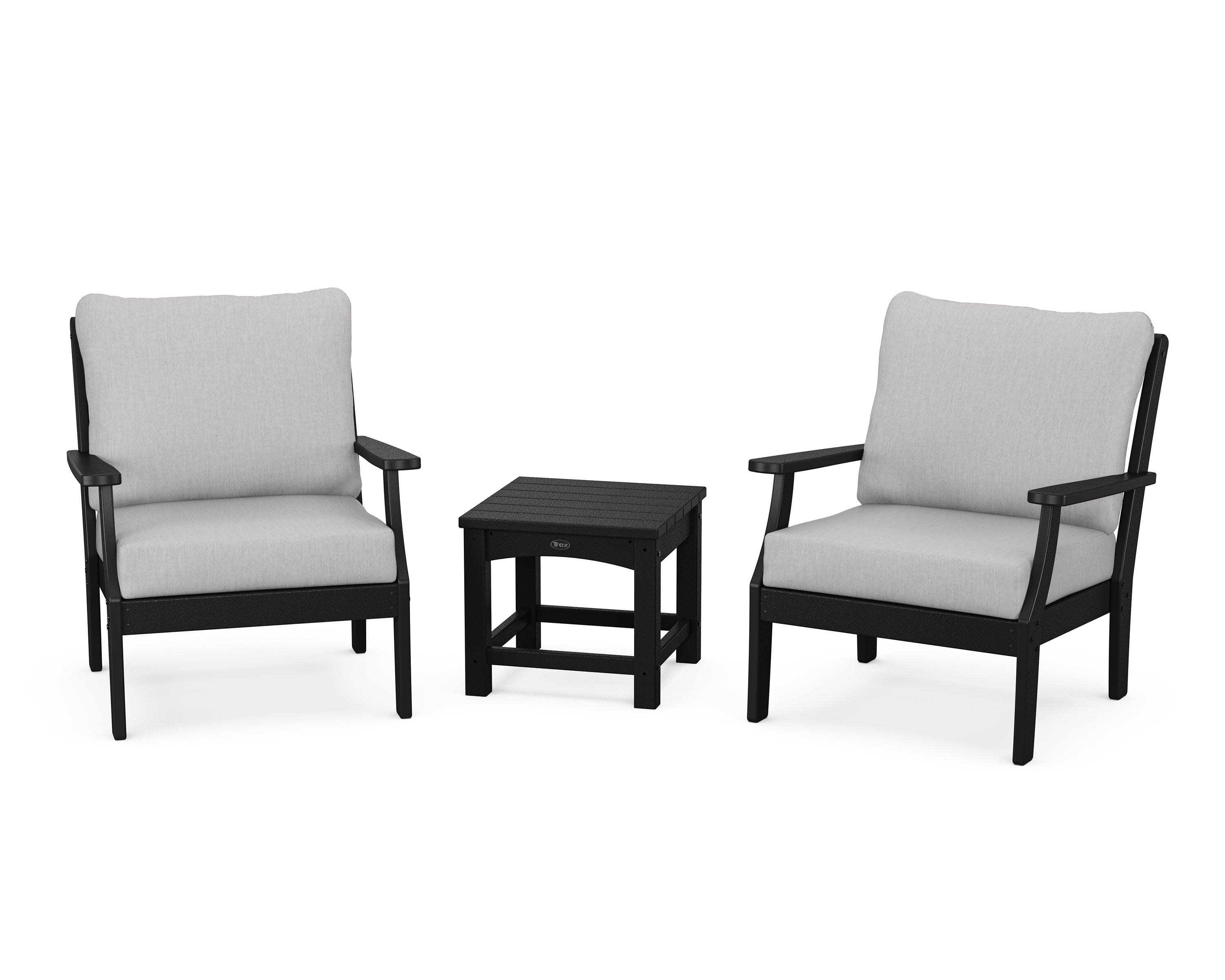 Yacht Club 3-Piece Deep Seating Set in Charcoal Black / Granite