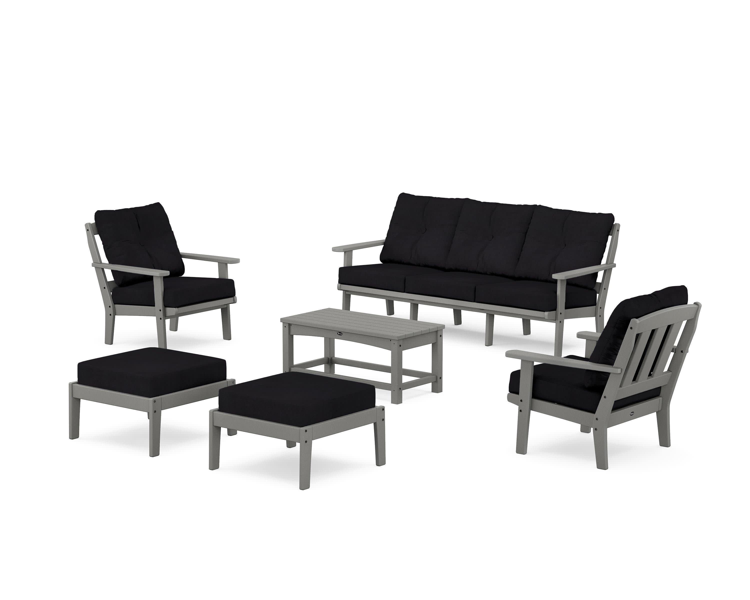 Cape Cod 6-Piece Lounge Sofa Set in Stepping Stone / Midnight Linen
