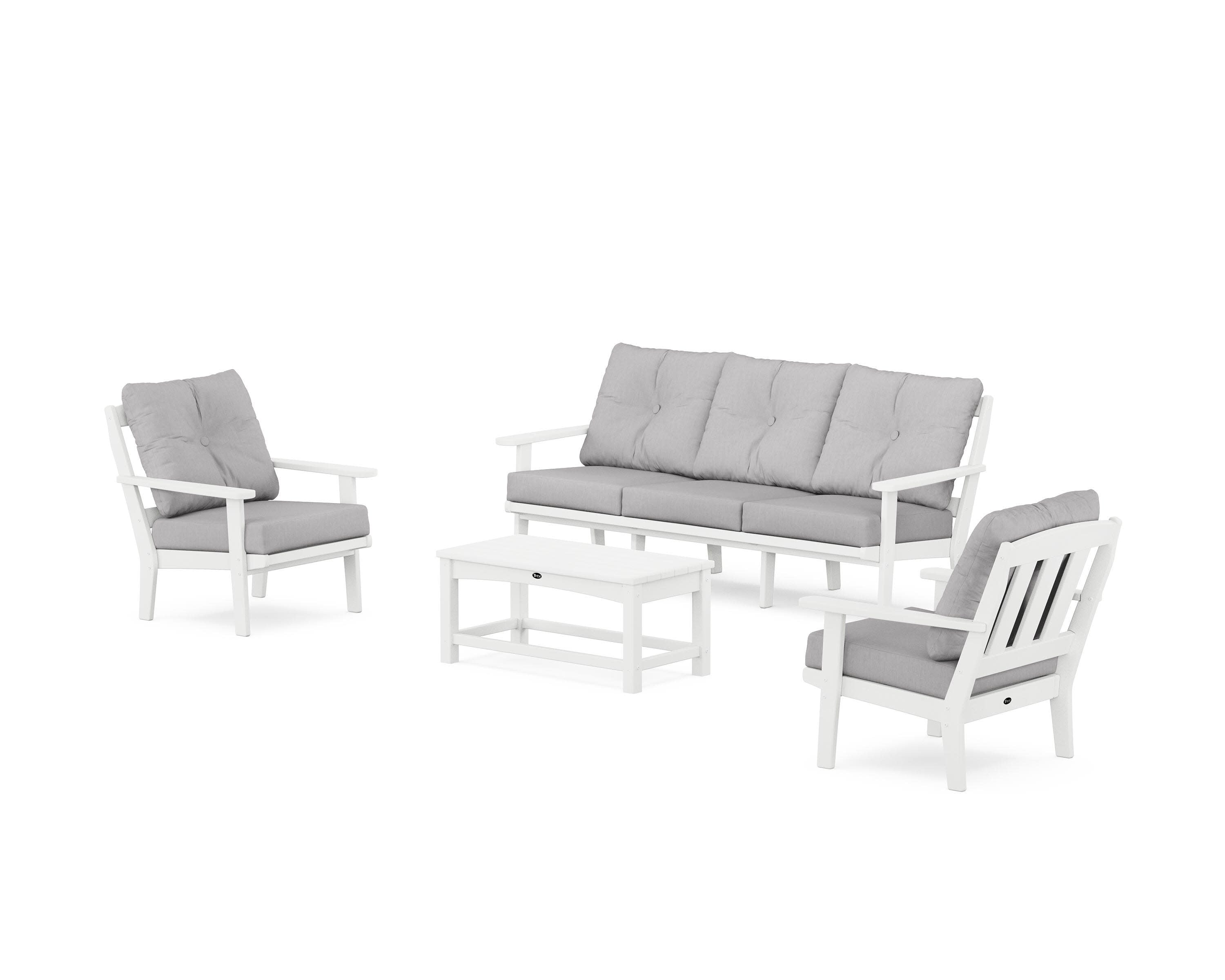 Cape Cod 4-Piece Deep Seating Set with Sofa in Classic White / Granite
