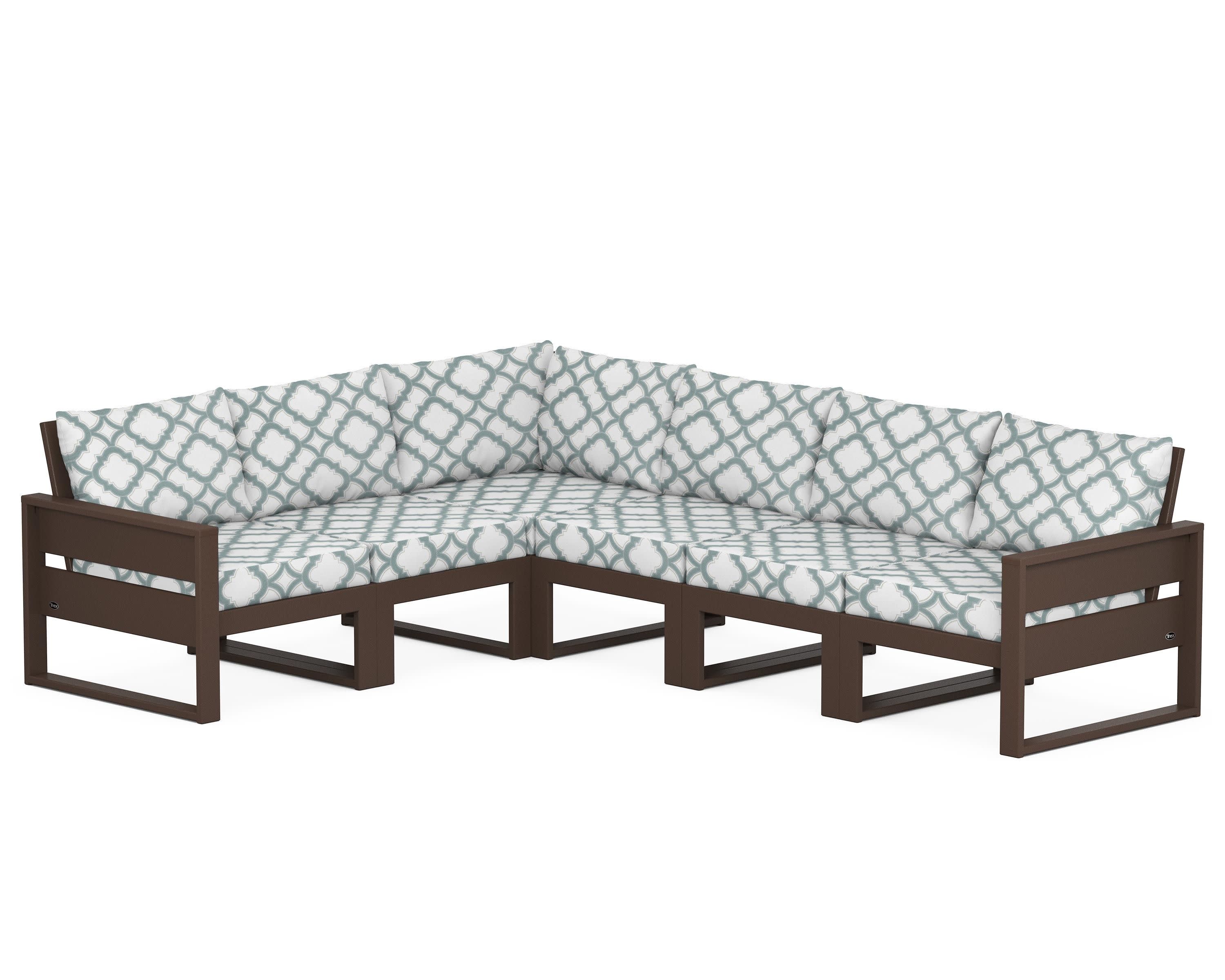 Eastport 6-Piece Sectional in Vintage Lantern / Trellis Glacier Spa