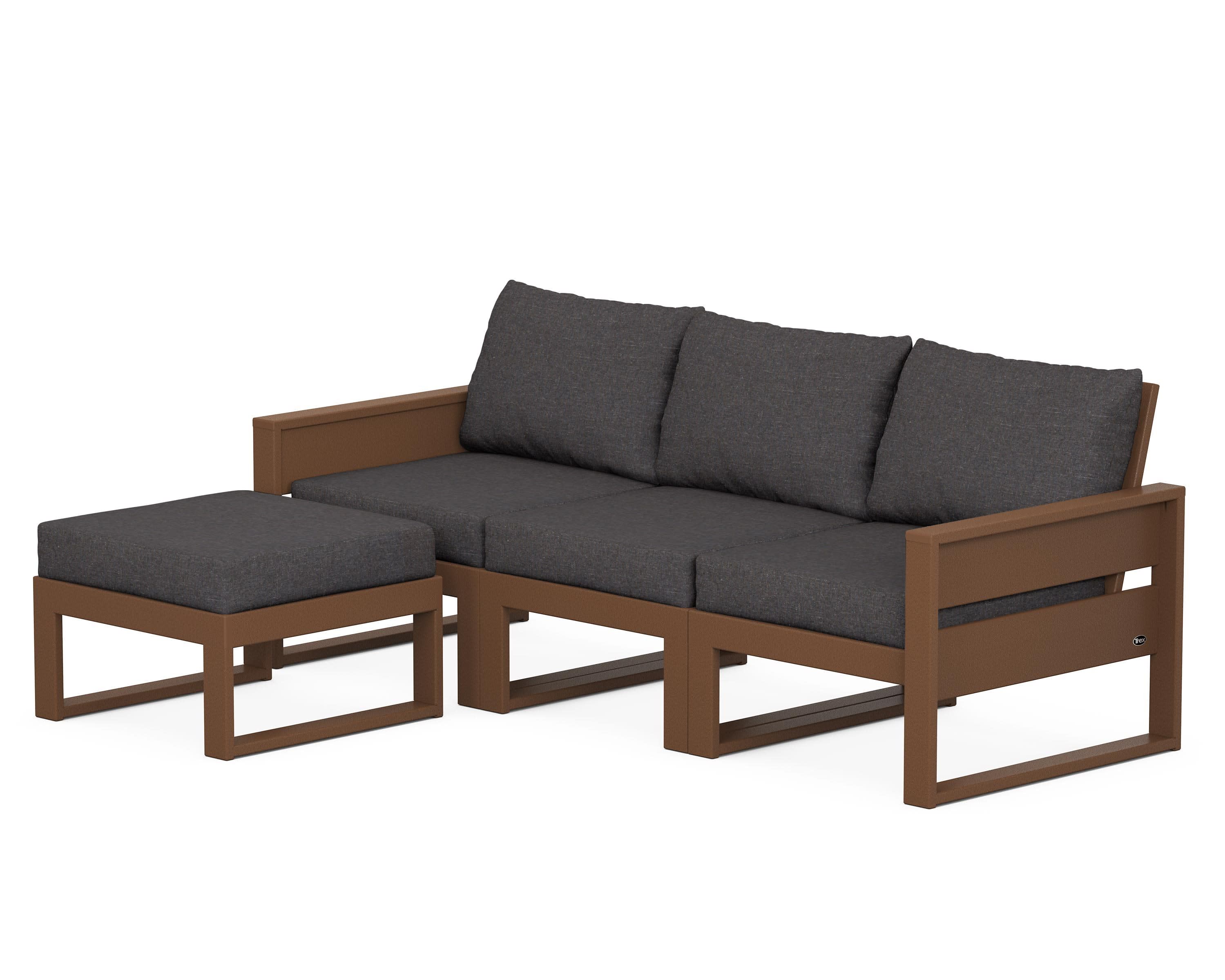 Eastport 4- Piece Sectional with Ottoman in Tree House / Ash Charcoal