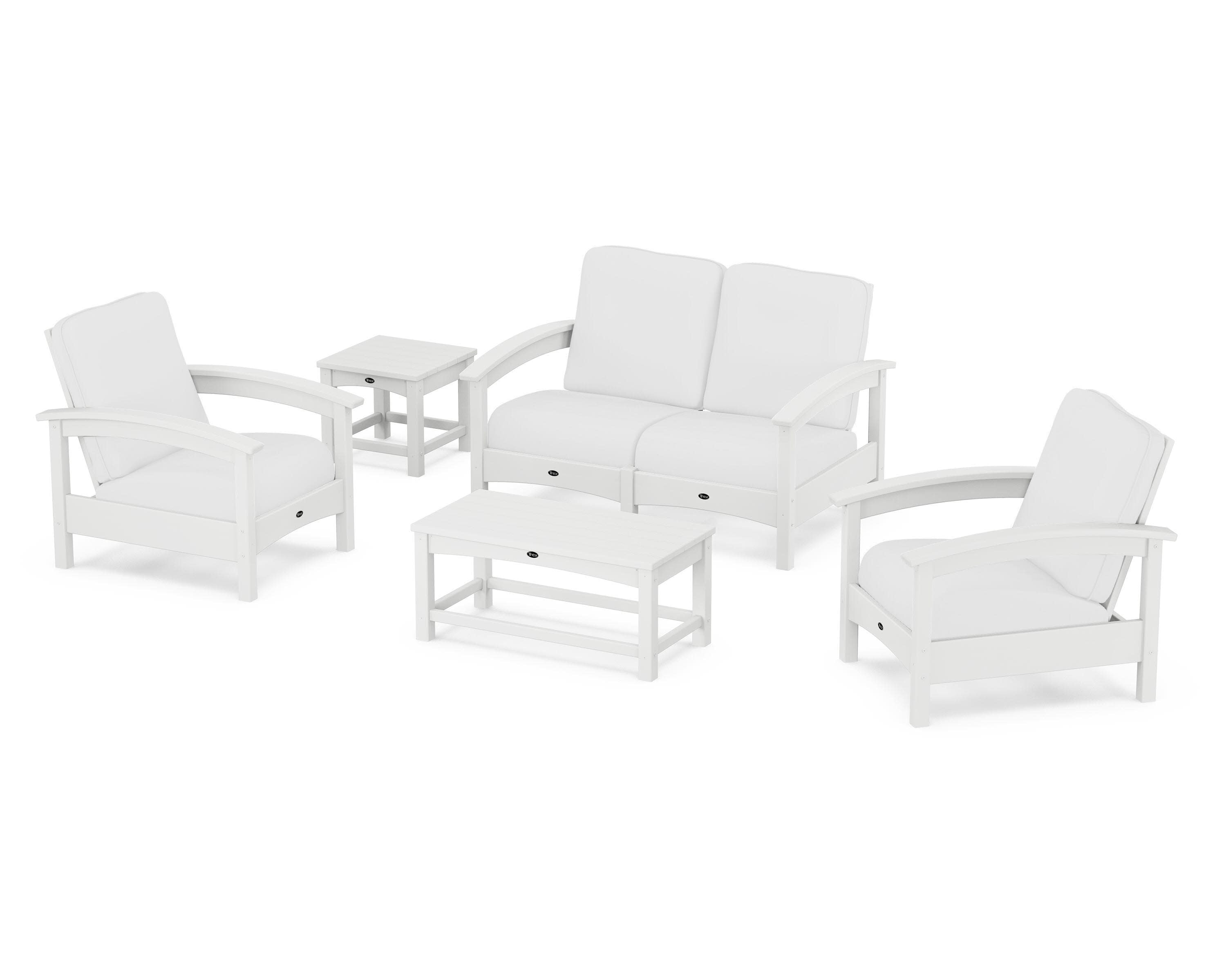 Rockport Club 6-Piece Deep Seating Conversation Set in Classic White / Natural