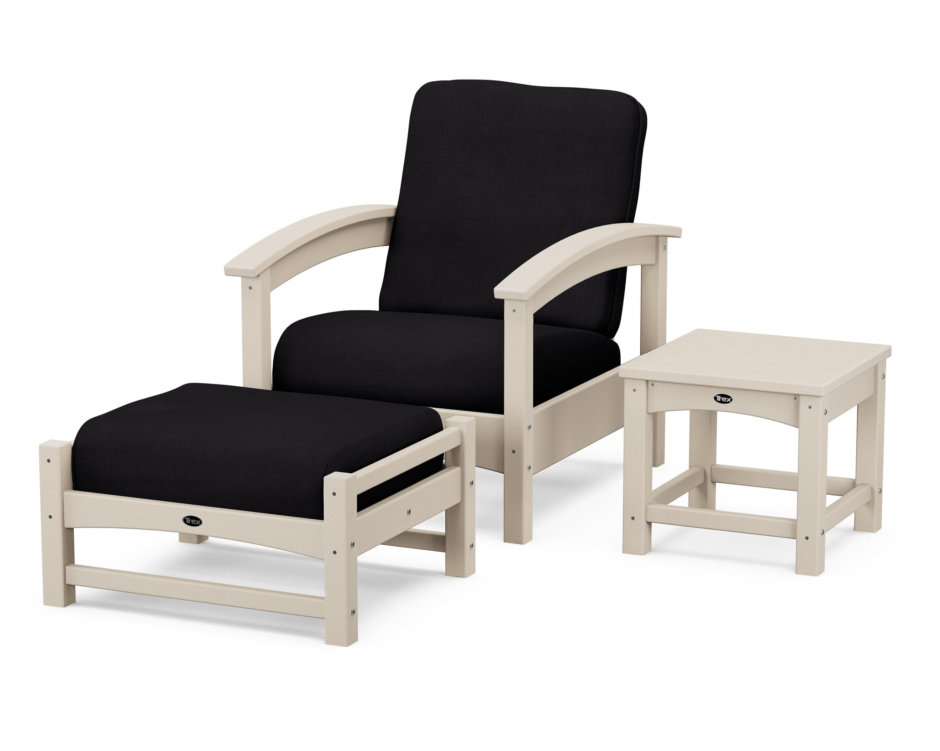 Rockport 3-Piece Deep Seating Set in Sand Castle / Midnight Linen