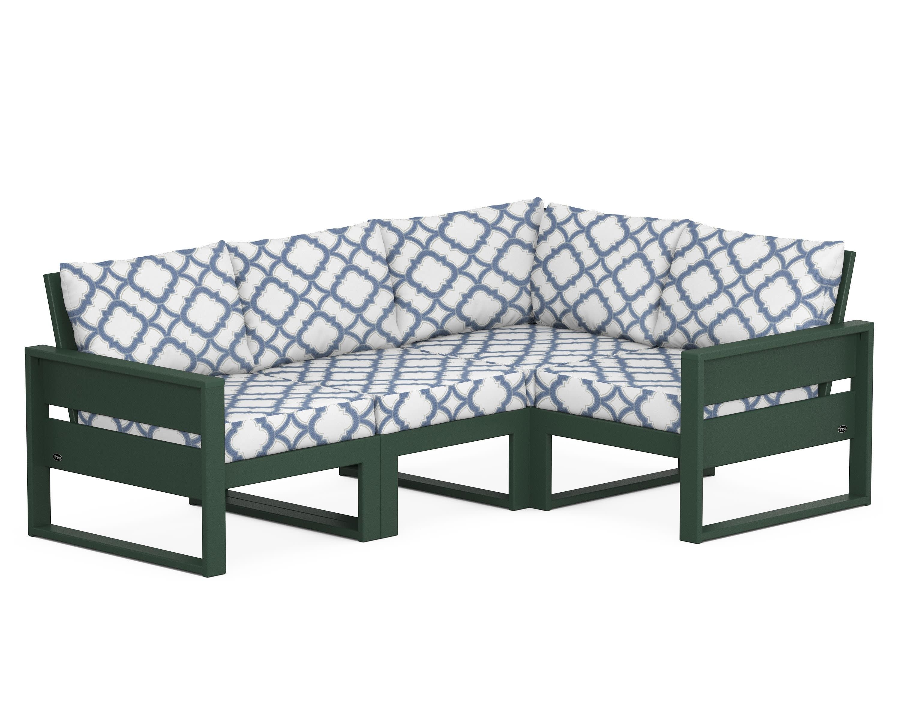 Eastport 4- Piece Sectional in Rainforest Canopy / Trellis Sky Blue