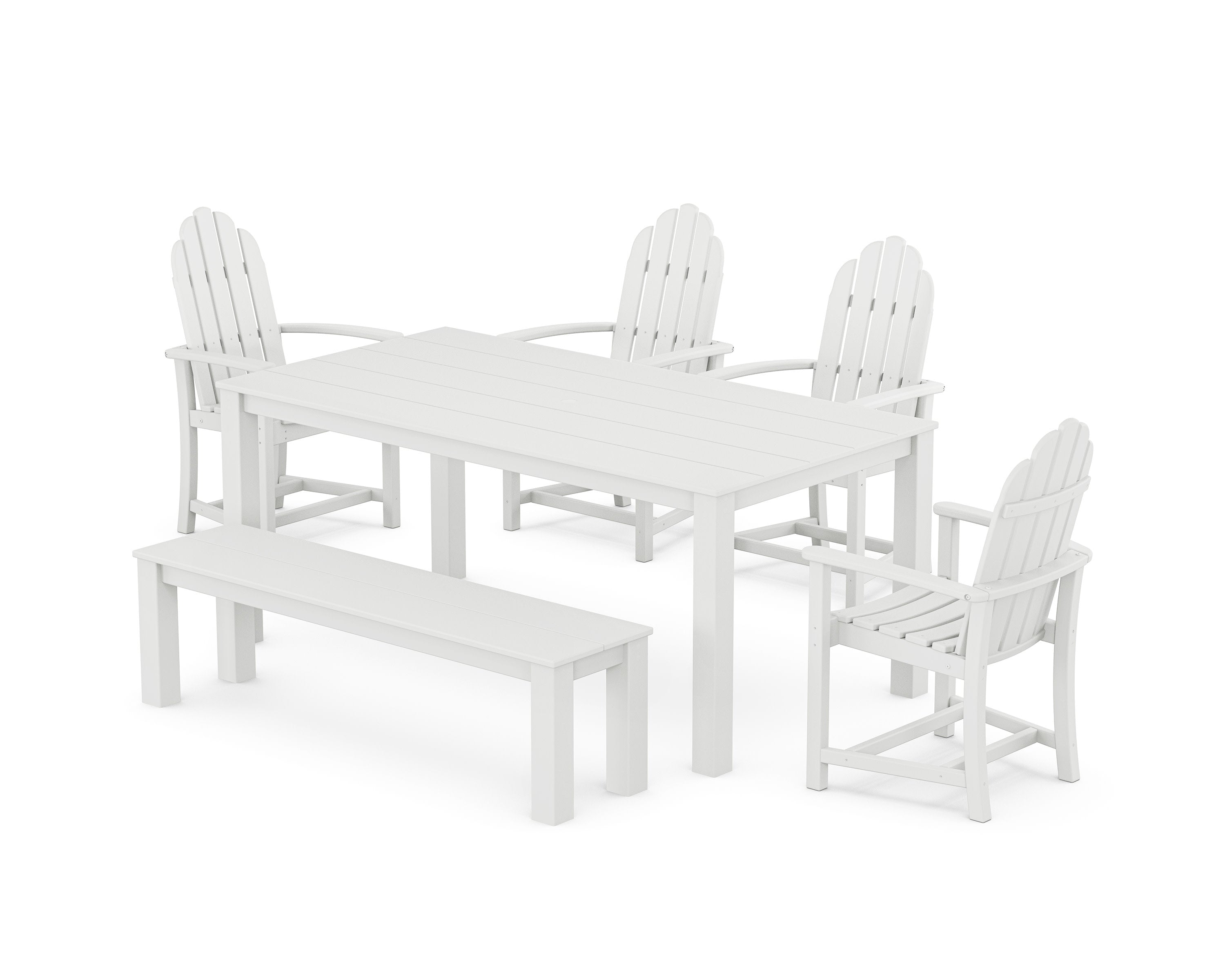 Cape Cod Adirondack 6-Piece Parsons Dining Set with Bench in Classic White