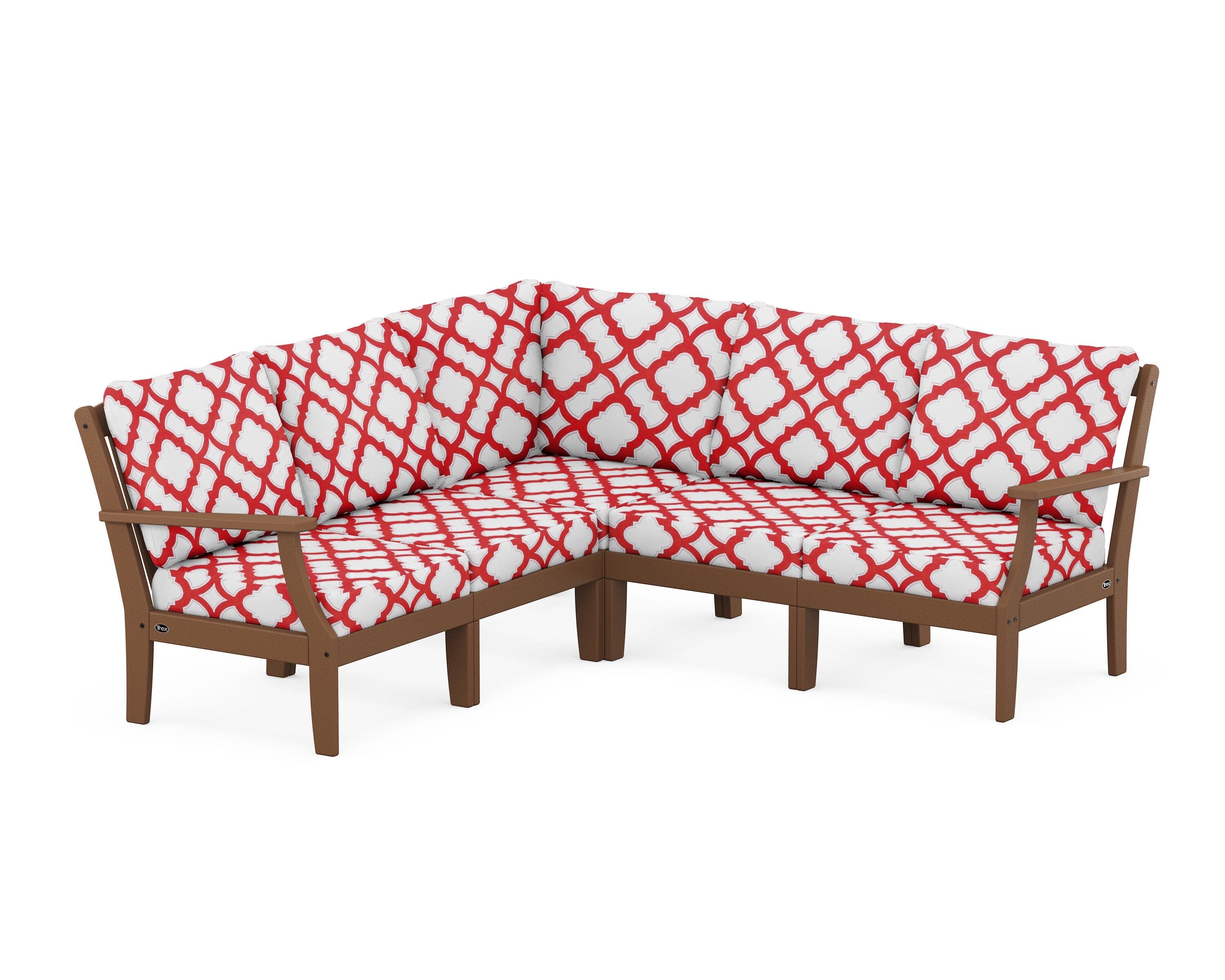 Yacht Club Modular 5-Piece Deep Seating Set in Tree House / Trellis Crimson