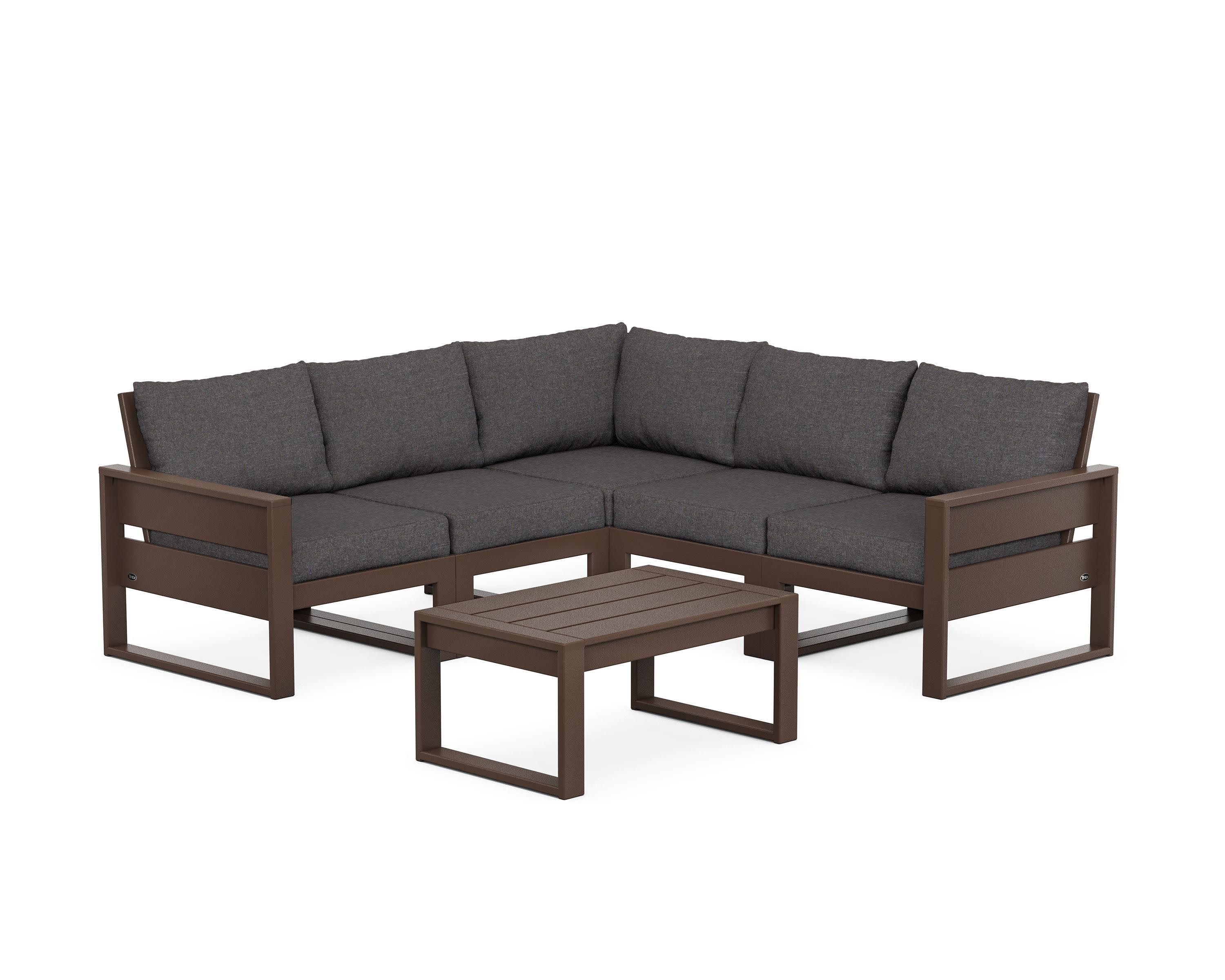 Eastport 6-Piece Deep Seating Sectional + Coffee Table Set in Vintage Lantern / Ash Charcoal