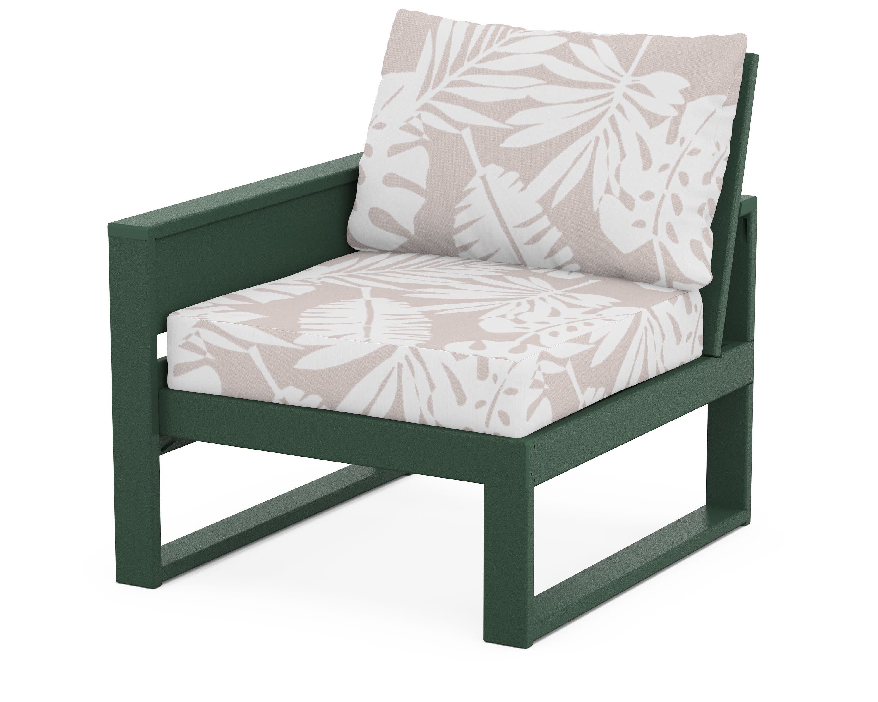 Eastport Modular Left Arm Chair in Rainforest Canopy / Leaf Dune Burlap