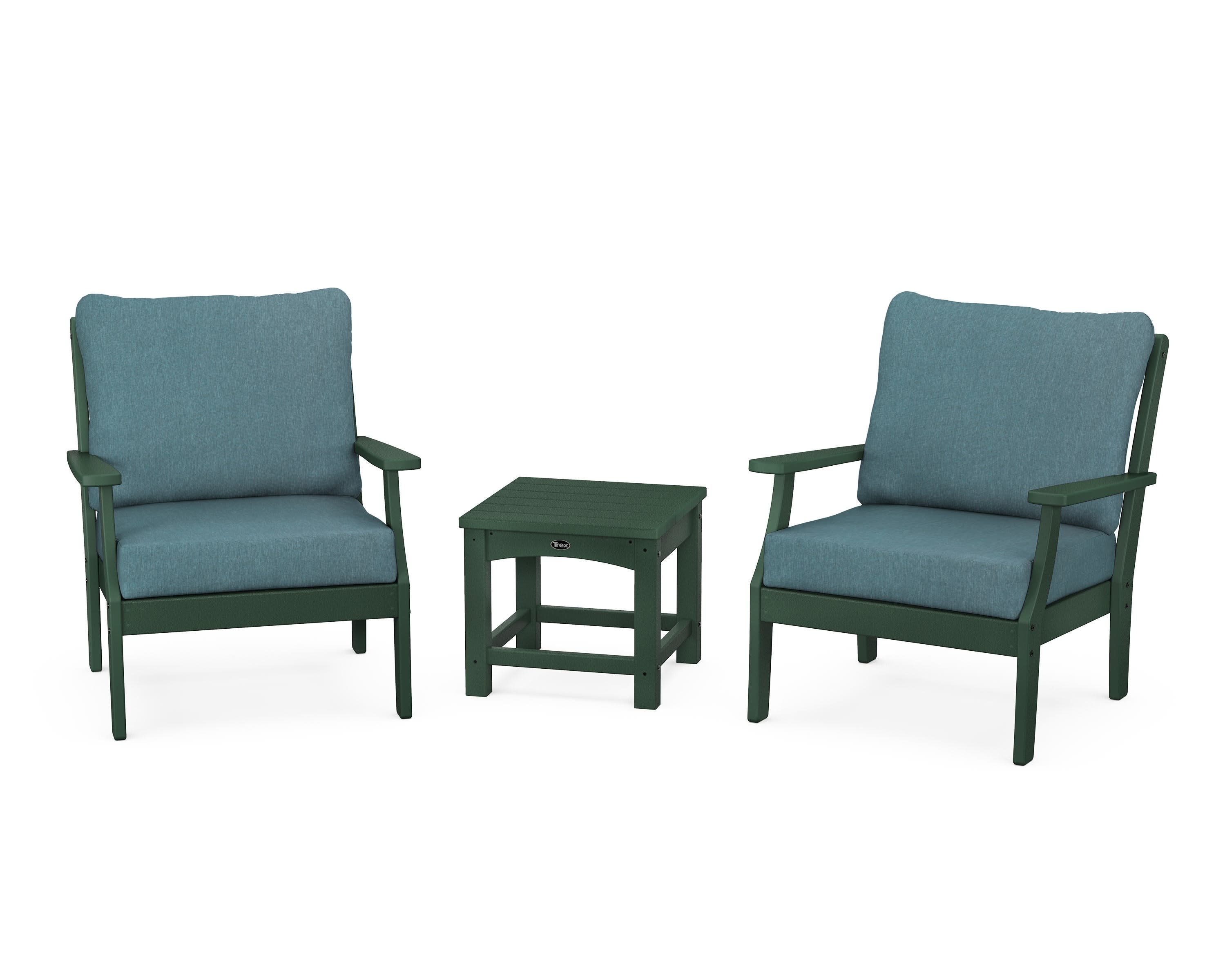 Yacht Club 3-Piece Deep Seating Set in Rainforest Canopy / Ocean Teal