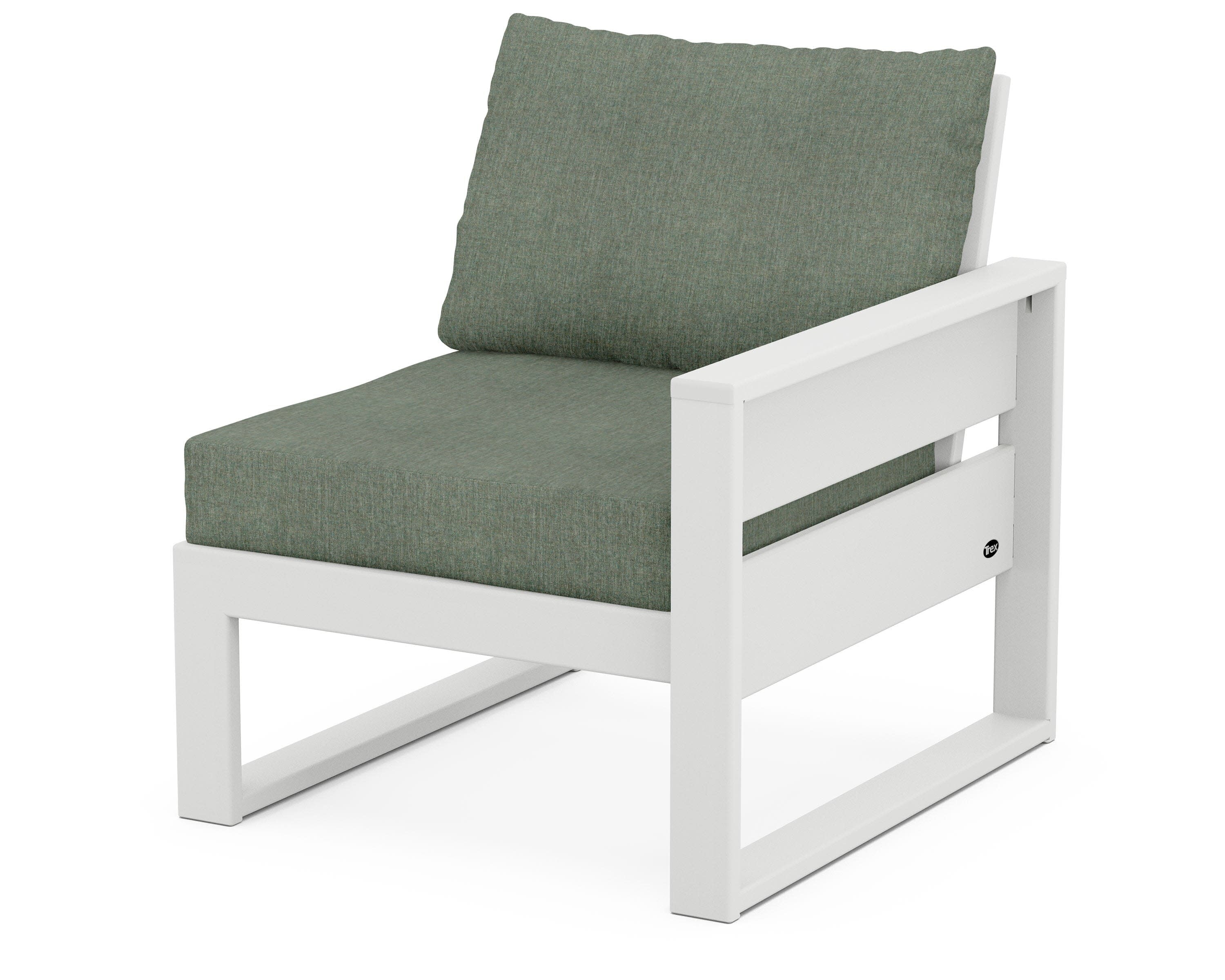 Eastport Modular Right Arm Chair in Classic White / Cast Sage