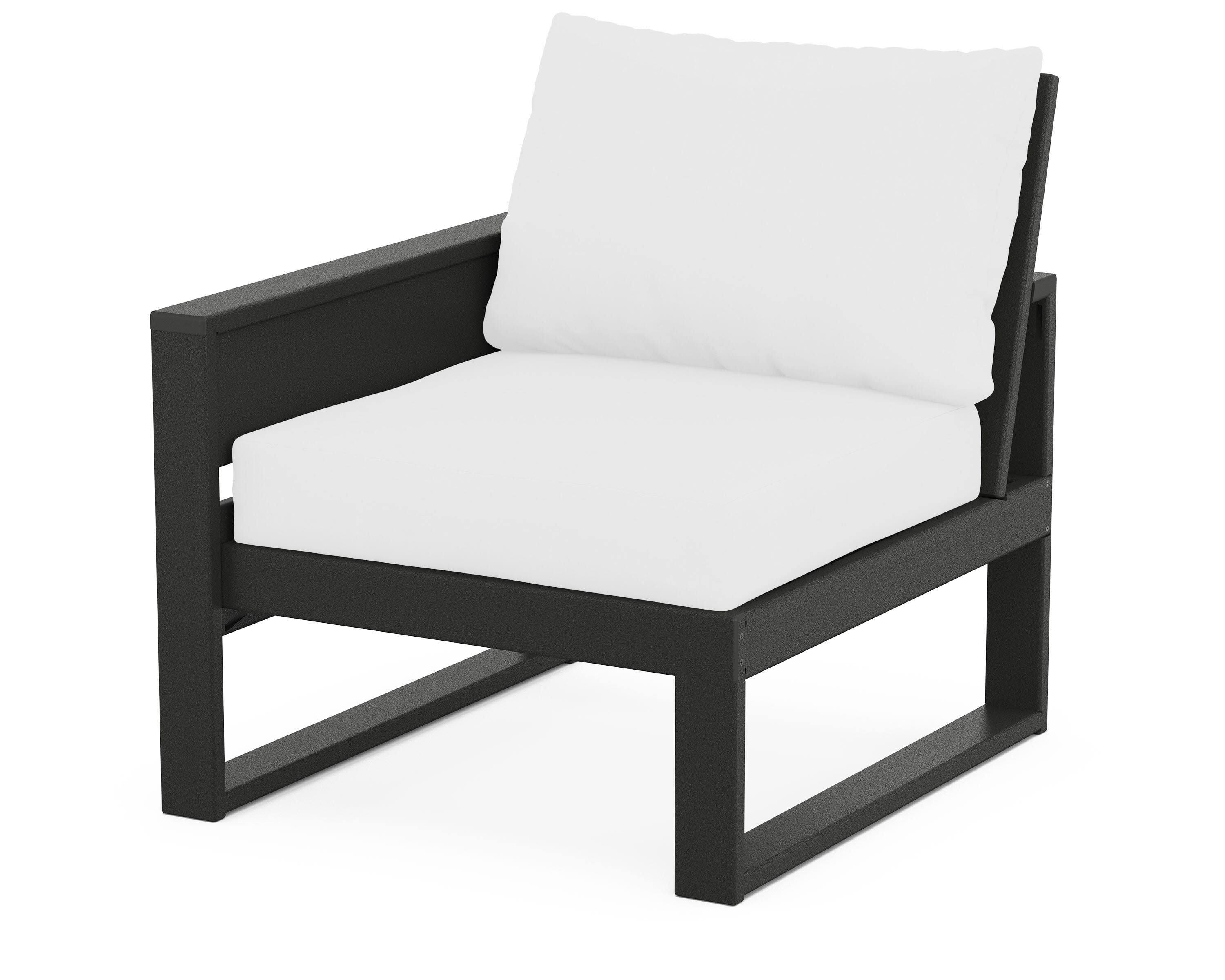 Eastport Modular Left Arm Chair in Charcoal Black / Natural