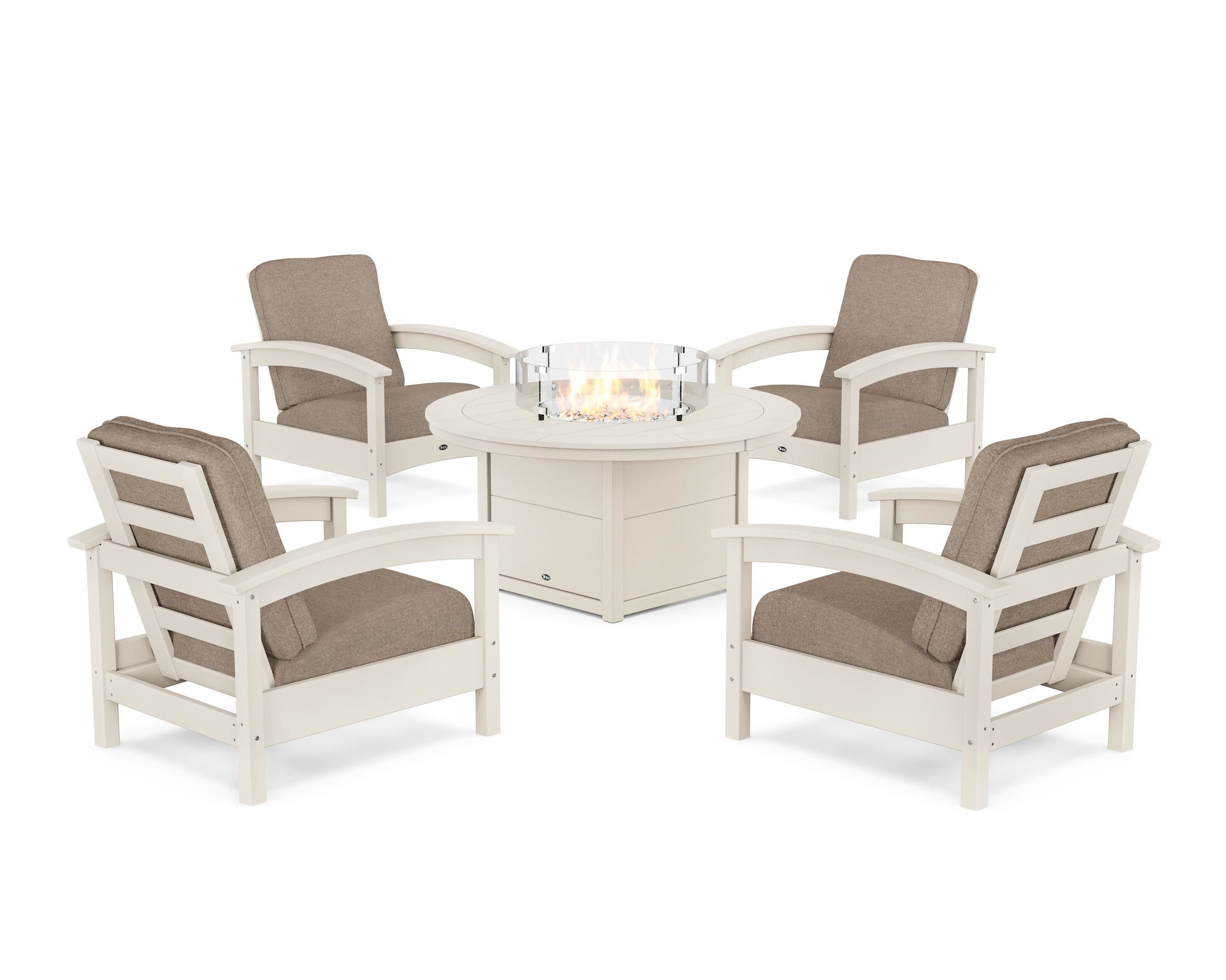 Rockport 5-Piece Deep Seating Set with Round Fire Pit Table
