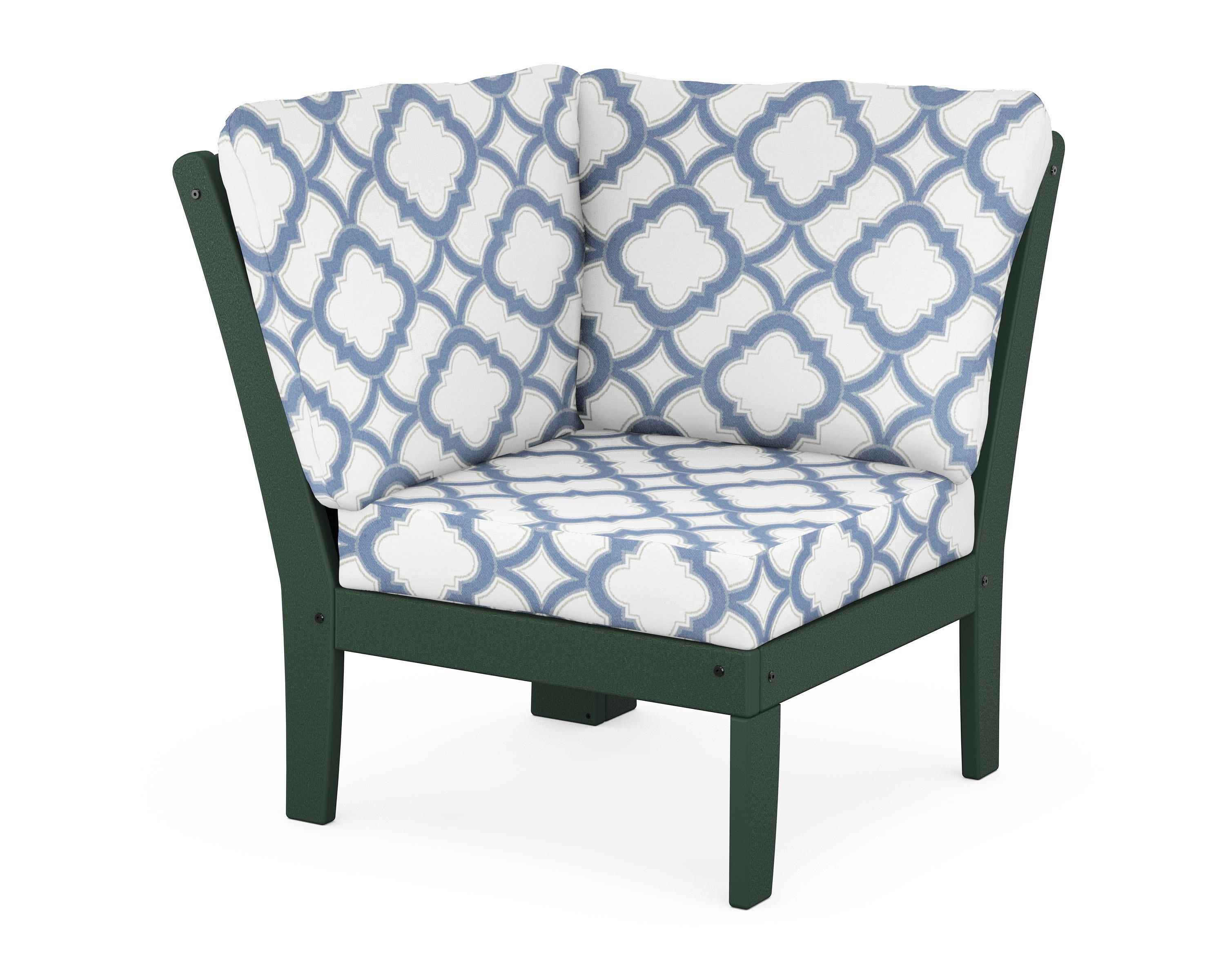 Yacht Club Modular Corner Chair in Rainforest Canopy / Trellis Sky Blue