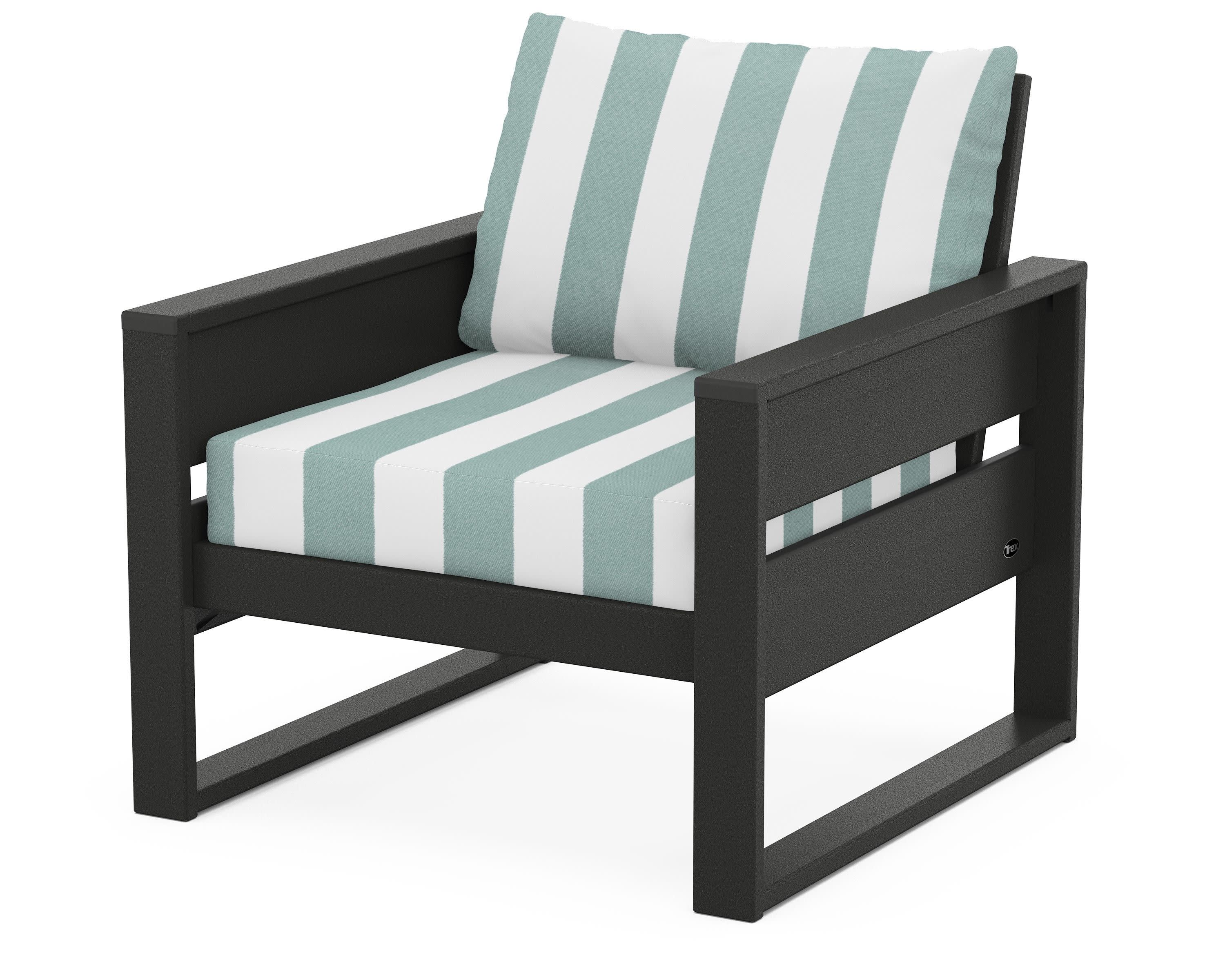Eastport Club Chair in Charcoal Black / Cabana Stripe Glacier Spa