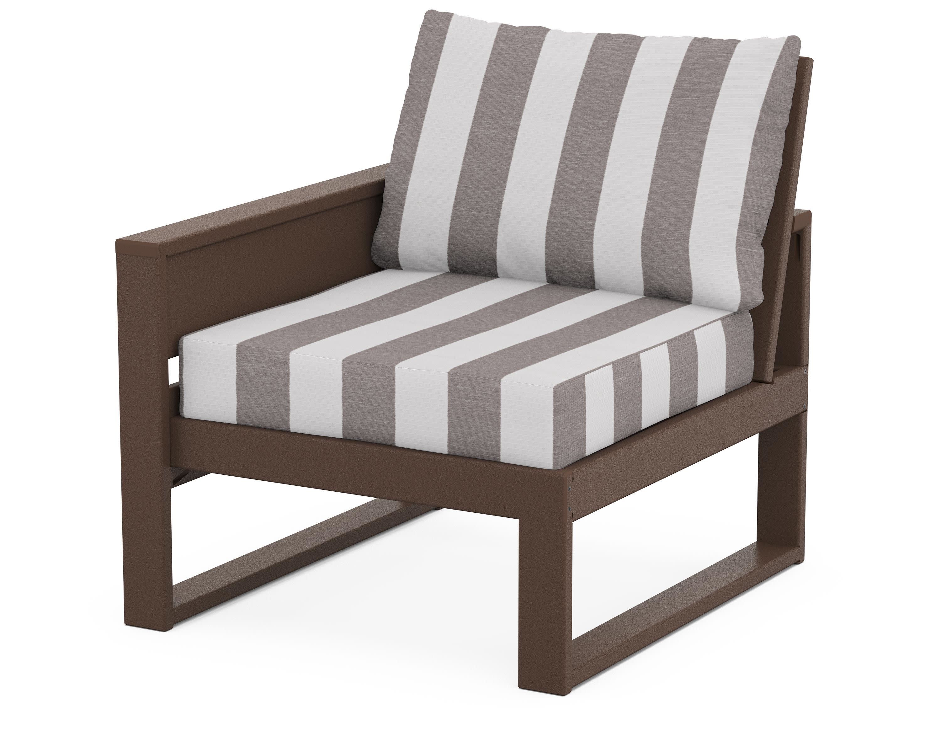 Eastport Modular Left Arm Chair in Vintage Lantern / Cabana Stripe Grey Mist