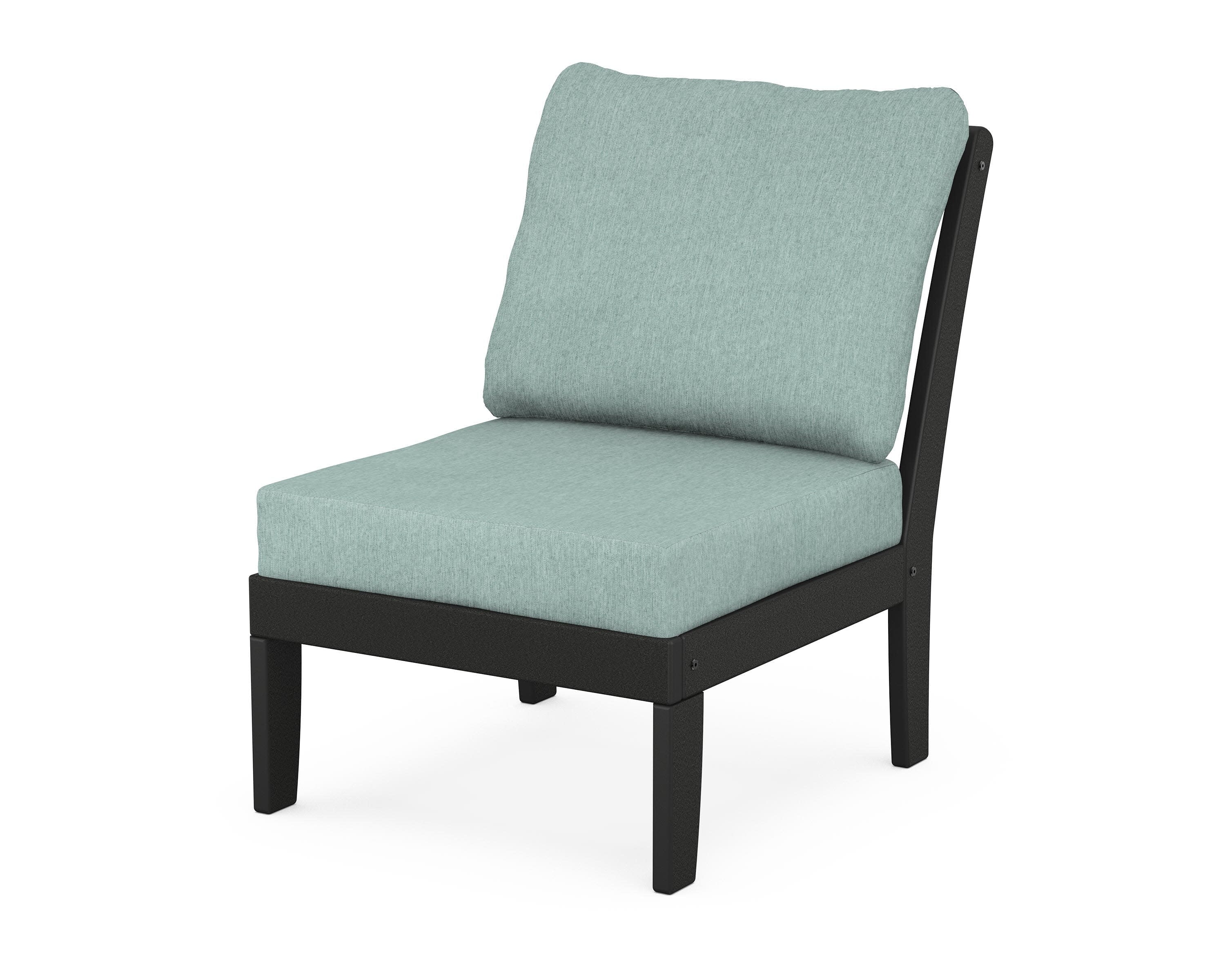 Yacht Club Modular Armless Chair in Charcoal Black / Glacier Spa