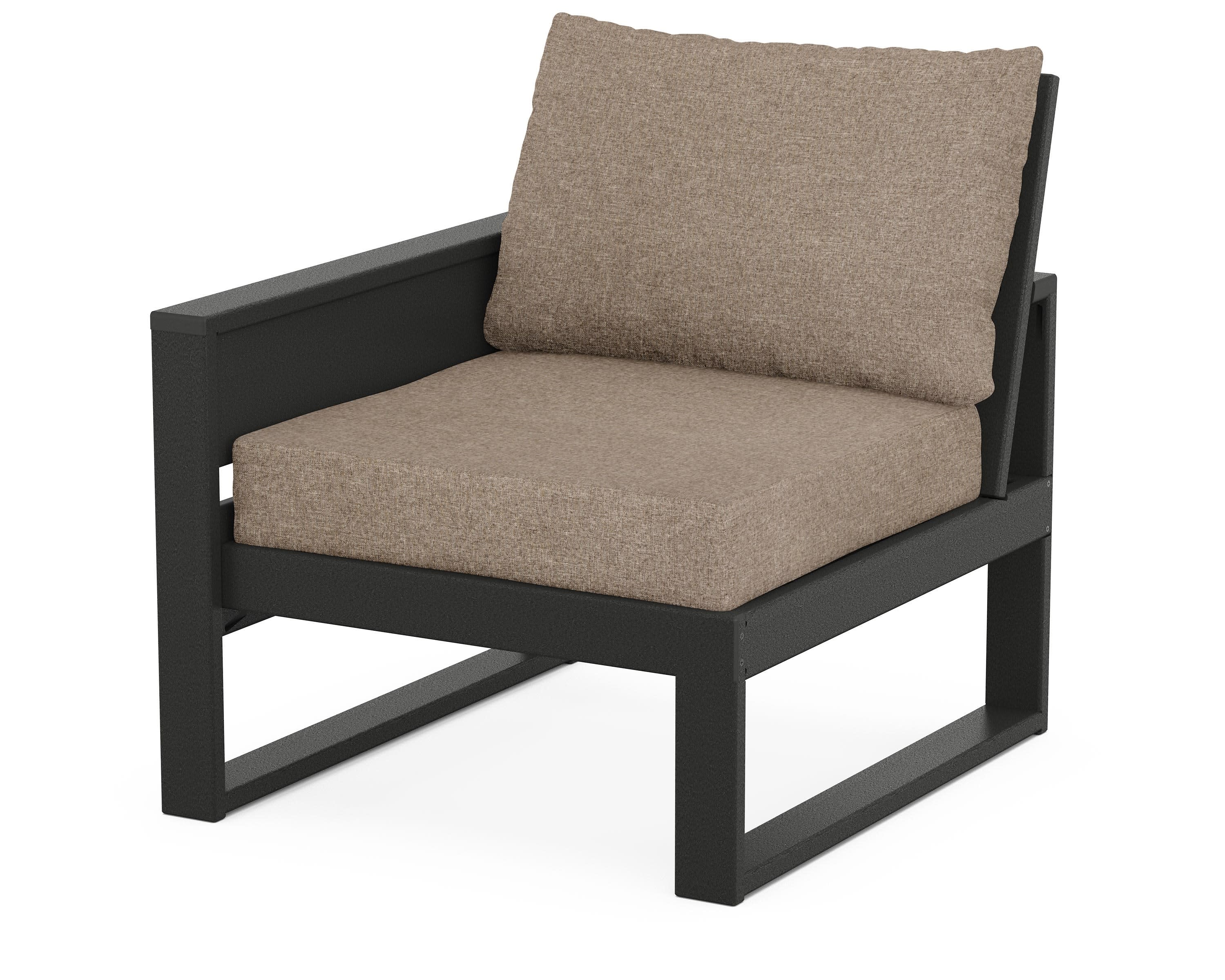 Eastport Modular Left Arm Chair in Charcoal Black / Spiced Burlap