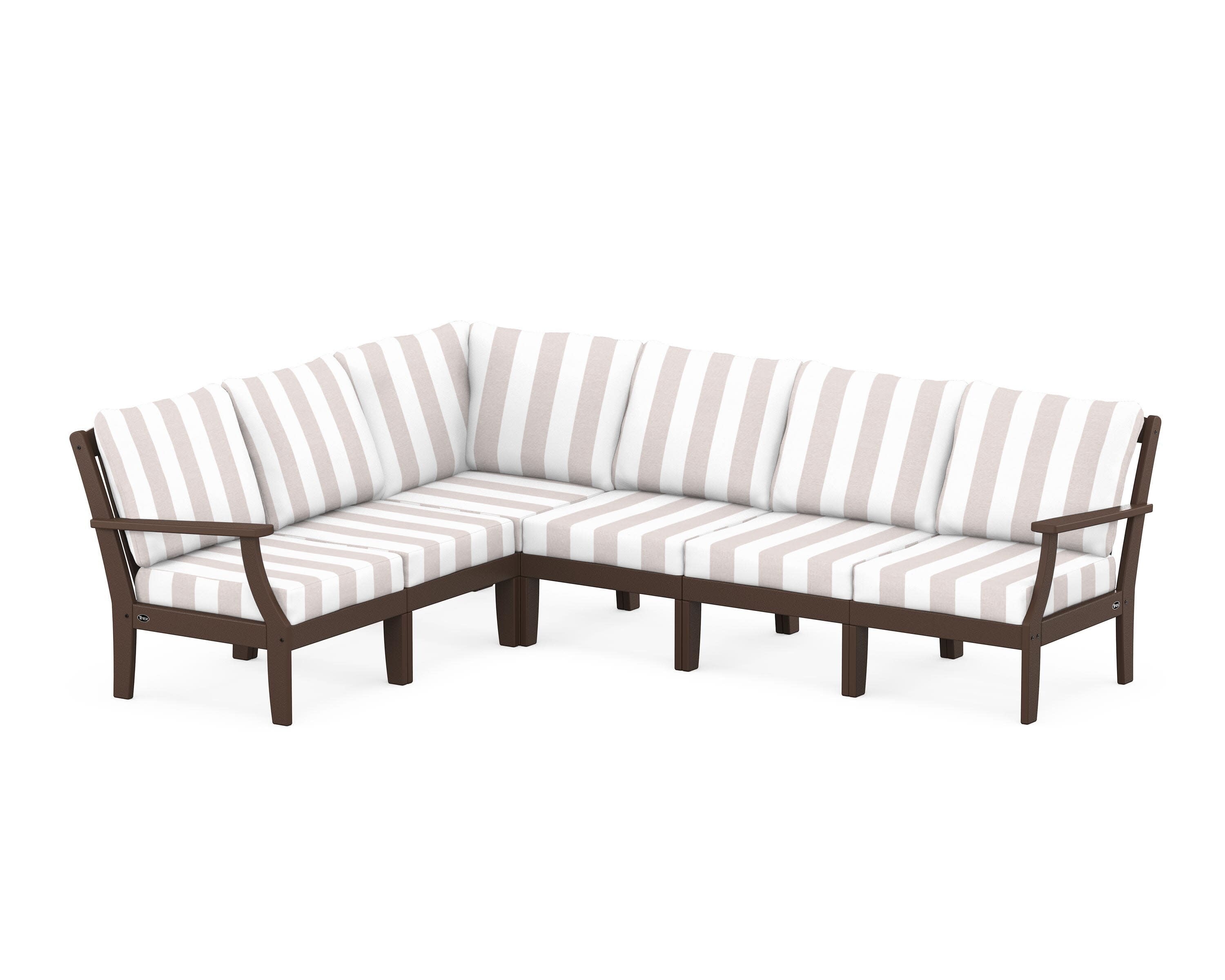 Yacht Club Modular 6-Piece Deep Seating Set in Vintage Lantern / Cabana Stripe Dune Burlap