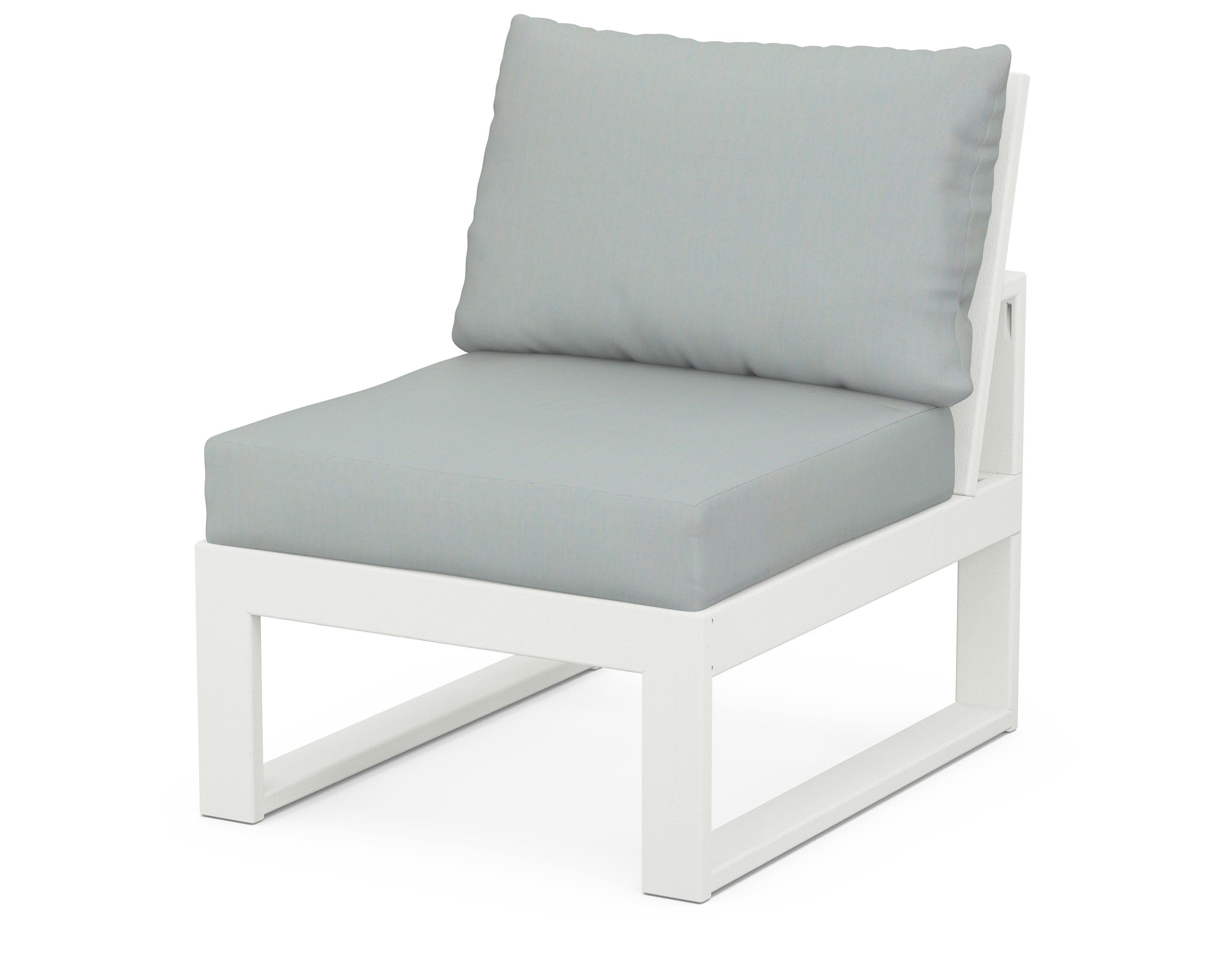 Modular Armless Chair in Vintage White / Spa
