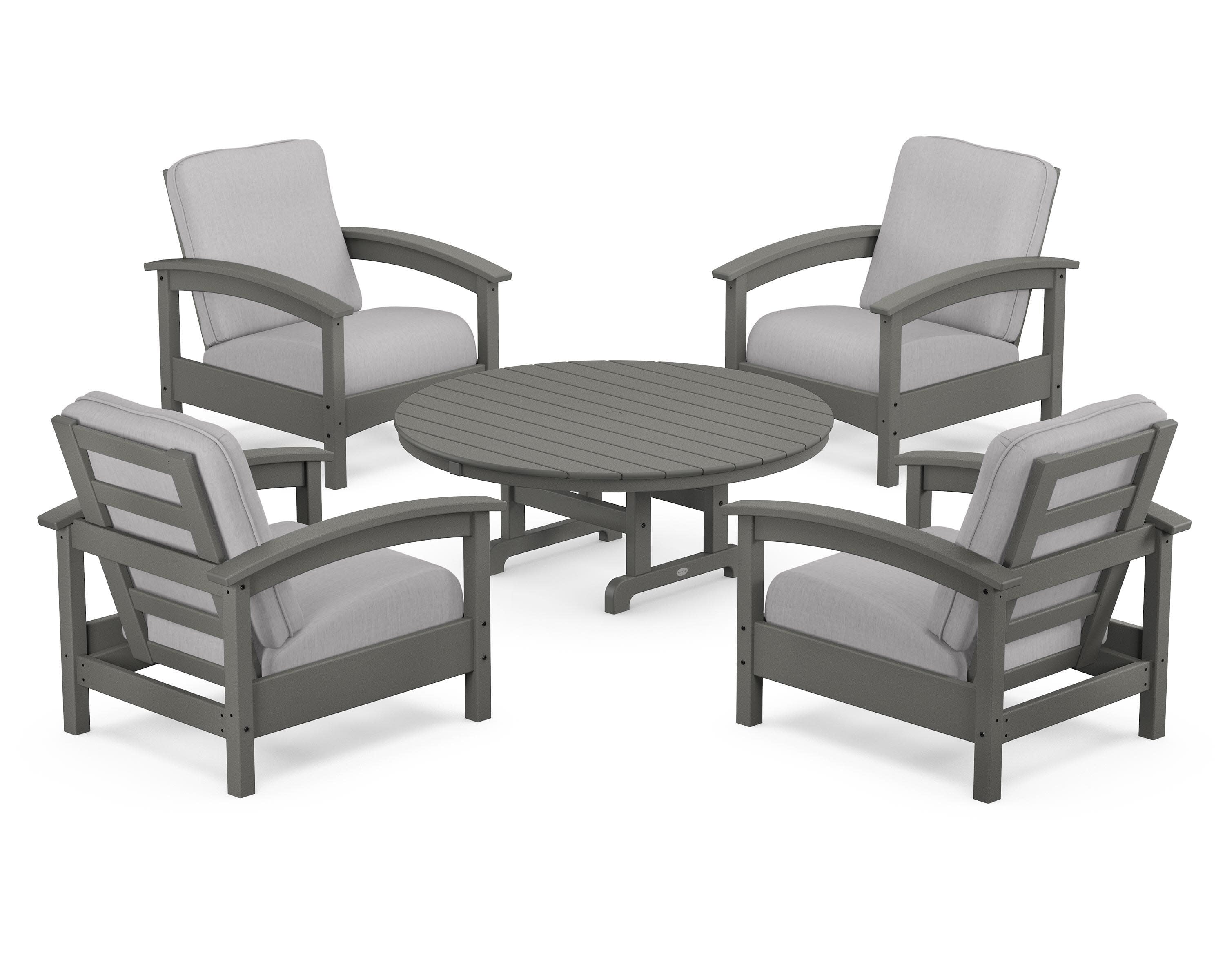 Rockport 5-Piece Deep Seating Set in Stepping Stone / Granite