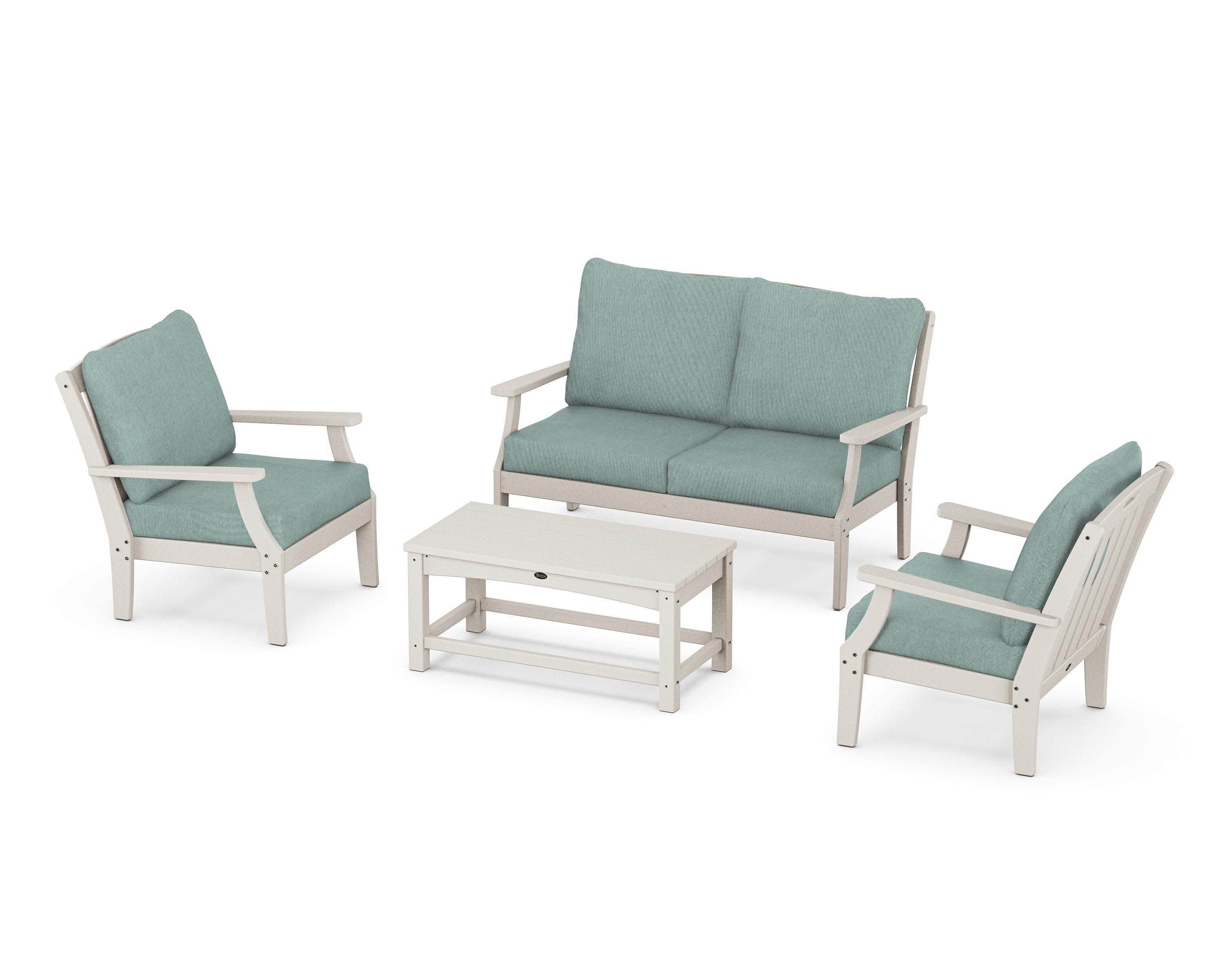 Yacht Club 4-Piece Deep Seating Chair Set in Sand Castle / Glacier Spa
