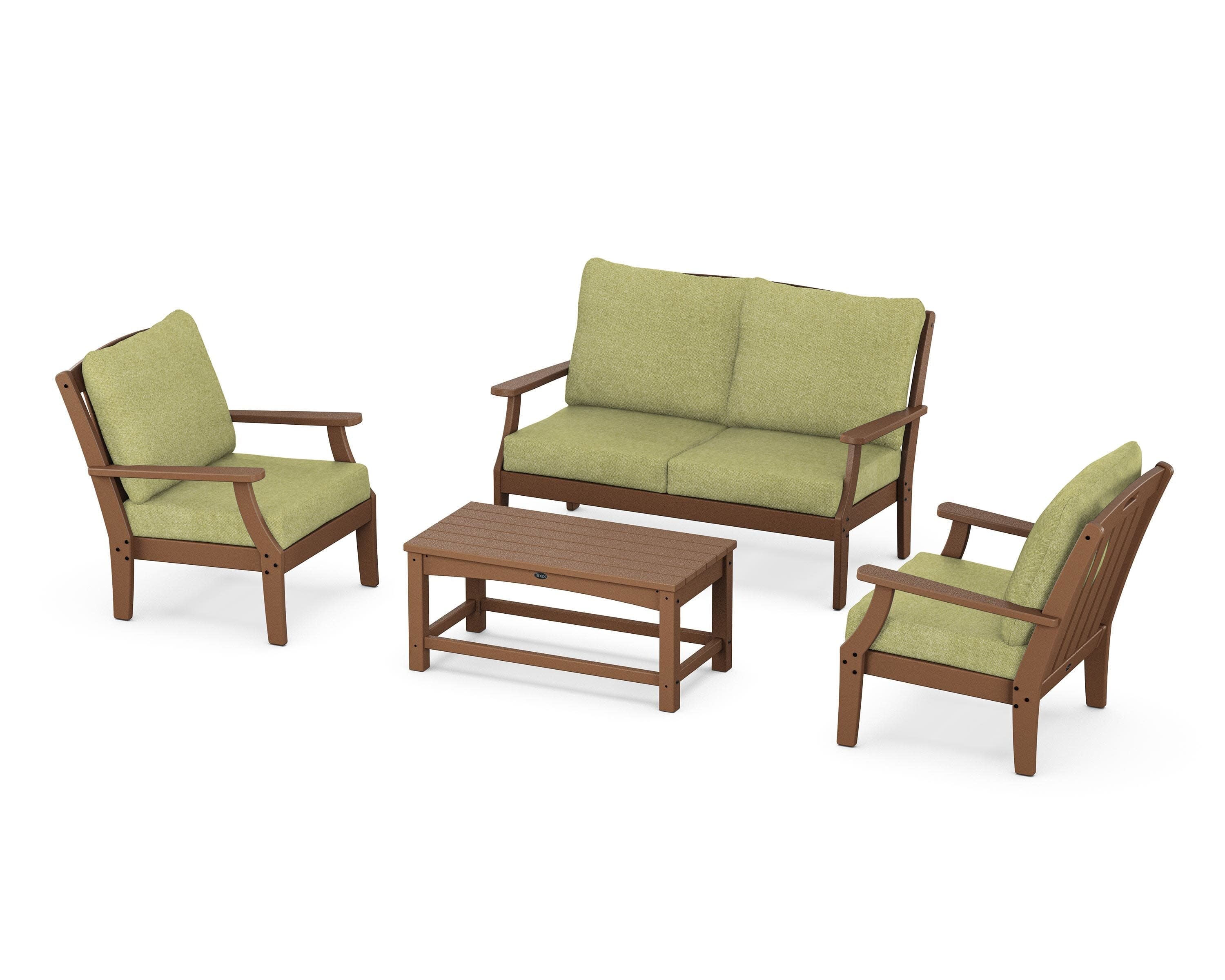 Yacht Club 4-Piece Deep Seating Chair Set in Tree House / Chartreuse Boucle