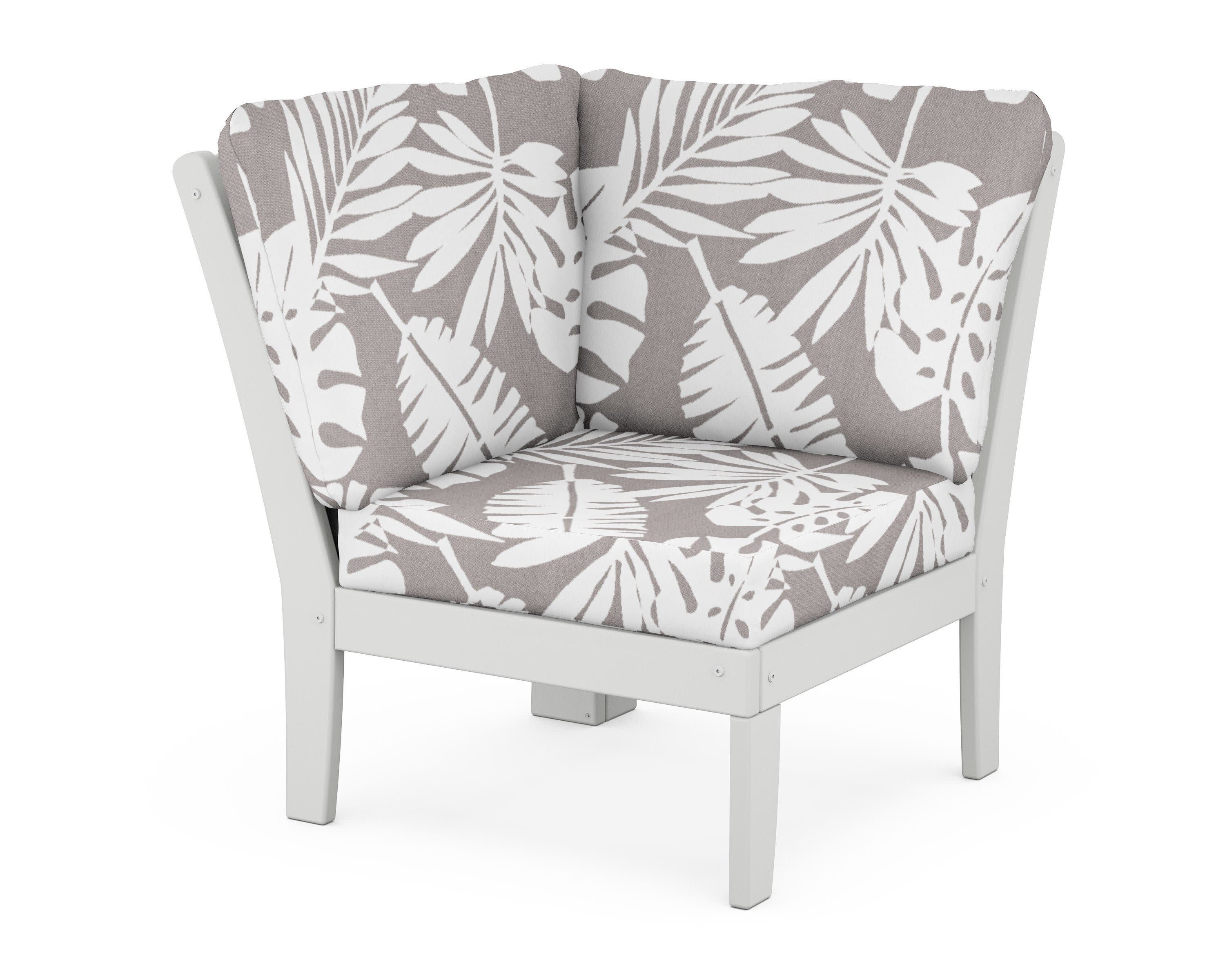 Yacht Club Modular Corner Chair in Classic White / Leaf Grey Mist