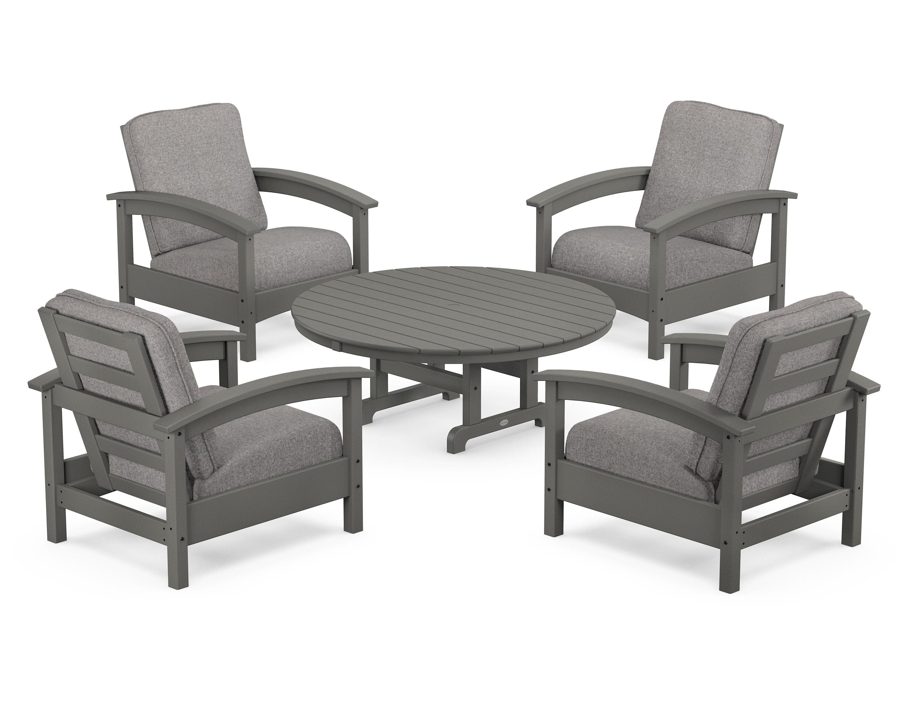 Rockport 5-Piece Deep Seating Set in Stepping Stone / Grey Mist