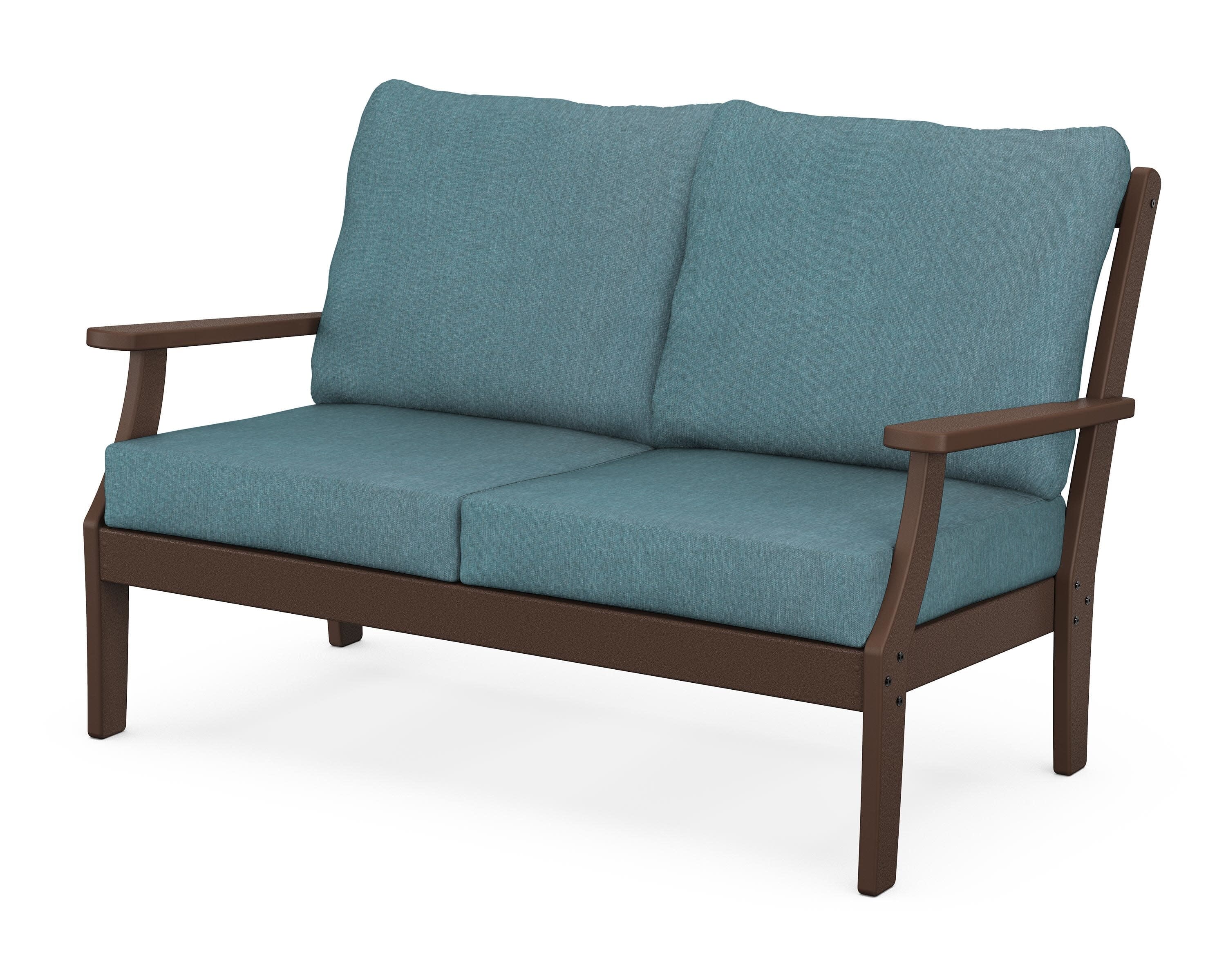 Yacht Club Deep Seating Loveseat in Vintage Lantern / Ocean Teal