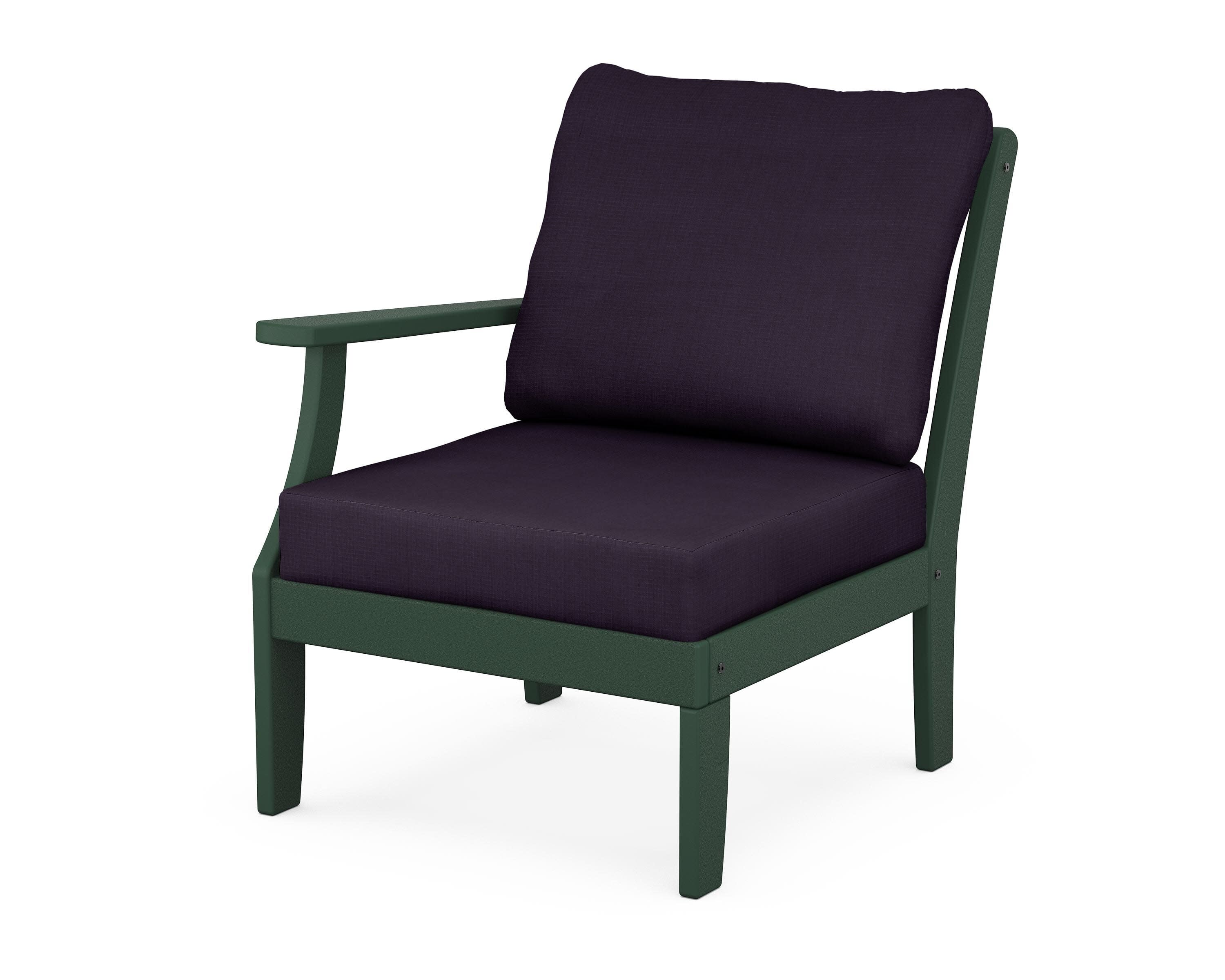 Yacht Club Modular Left Arm Chair in Rainforest Canopy / Navy Linen