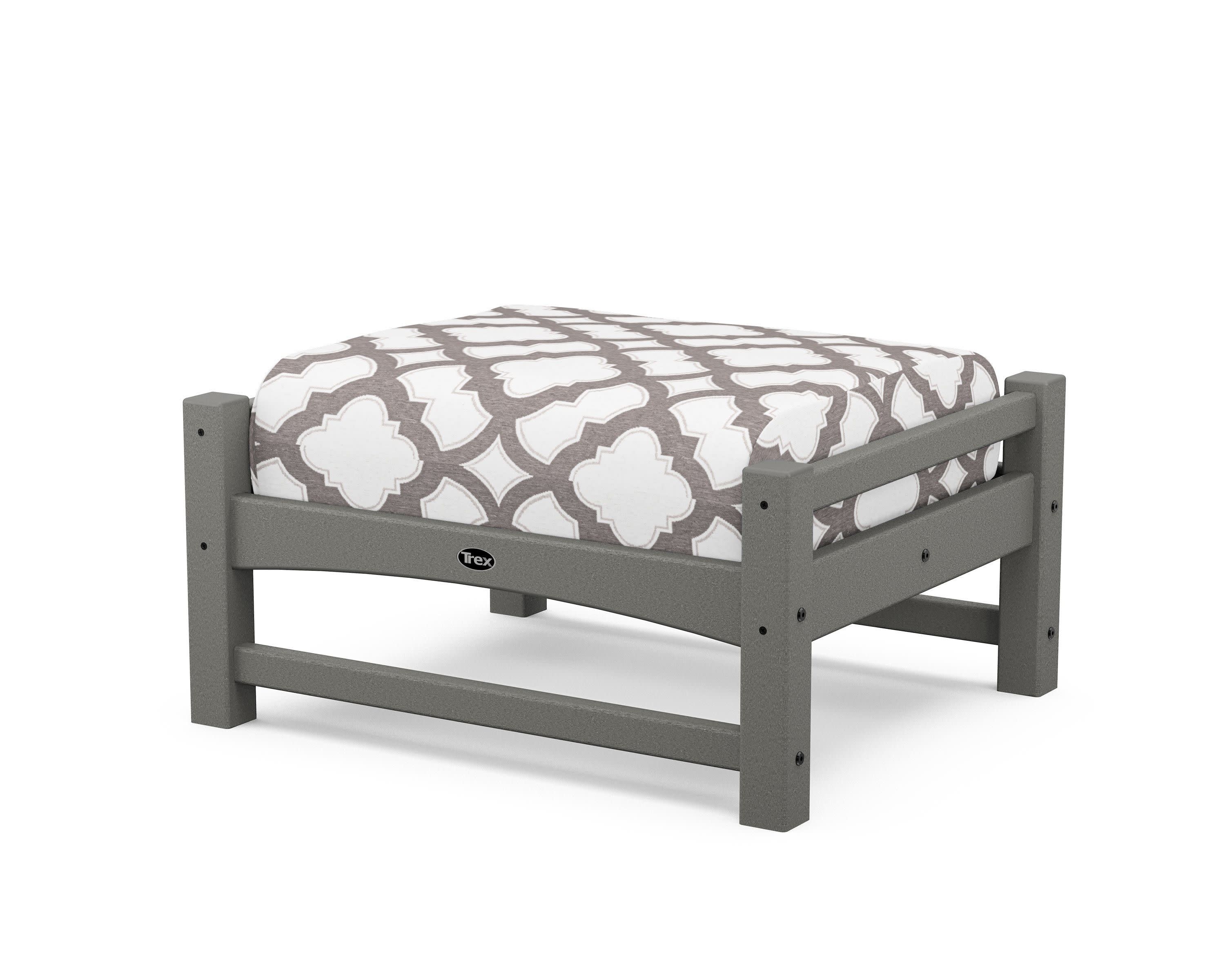 Rockport Club Ottoman in Stepping Stone / Trellis Grey Mist