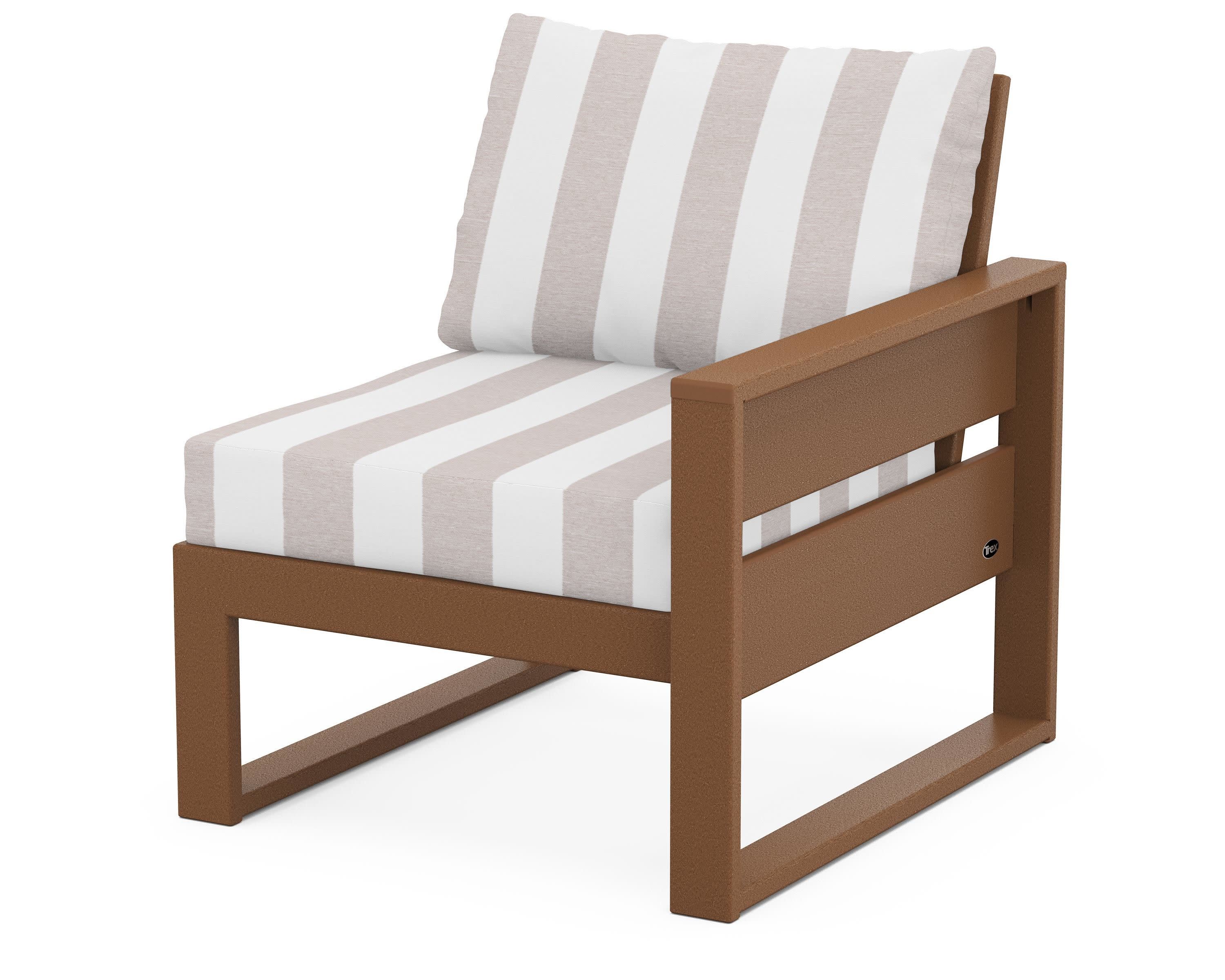 Eastport Modular Right Arm Chair in Tree House / Cabana Stripe Dune Burlap