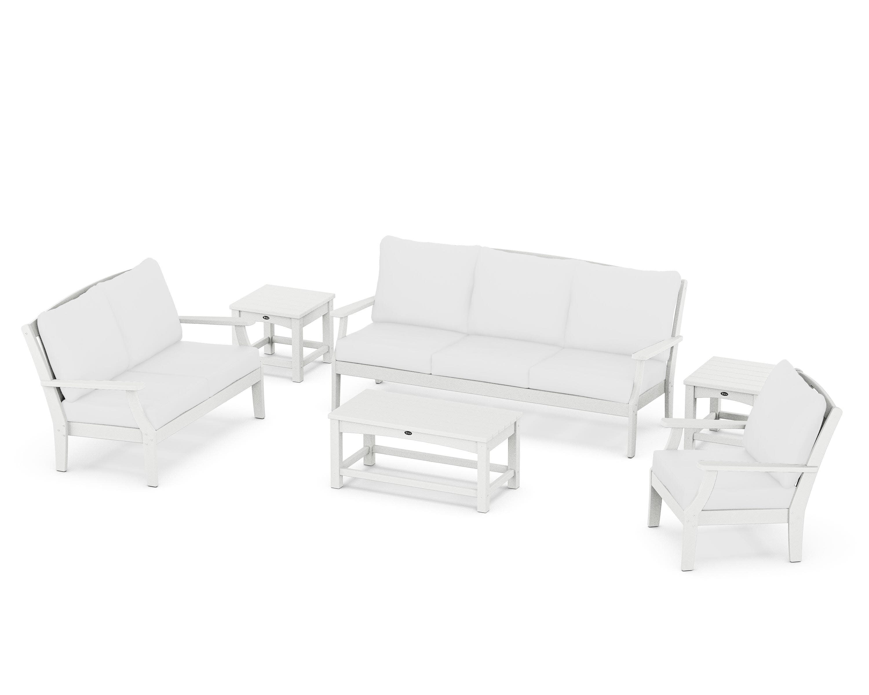 Yacht Club 6-Piece Deep Seating Set in Classic White / Natural