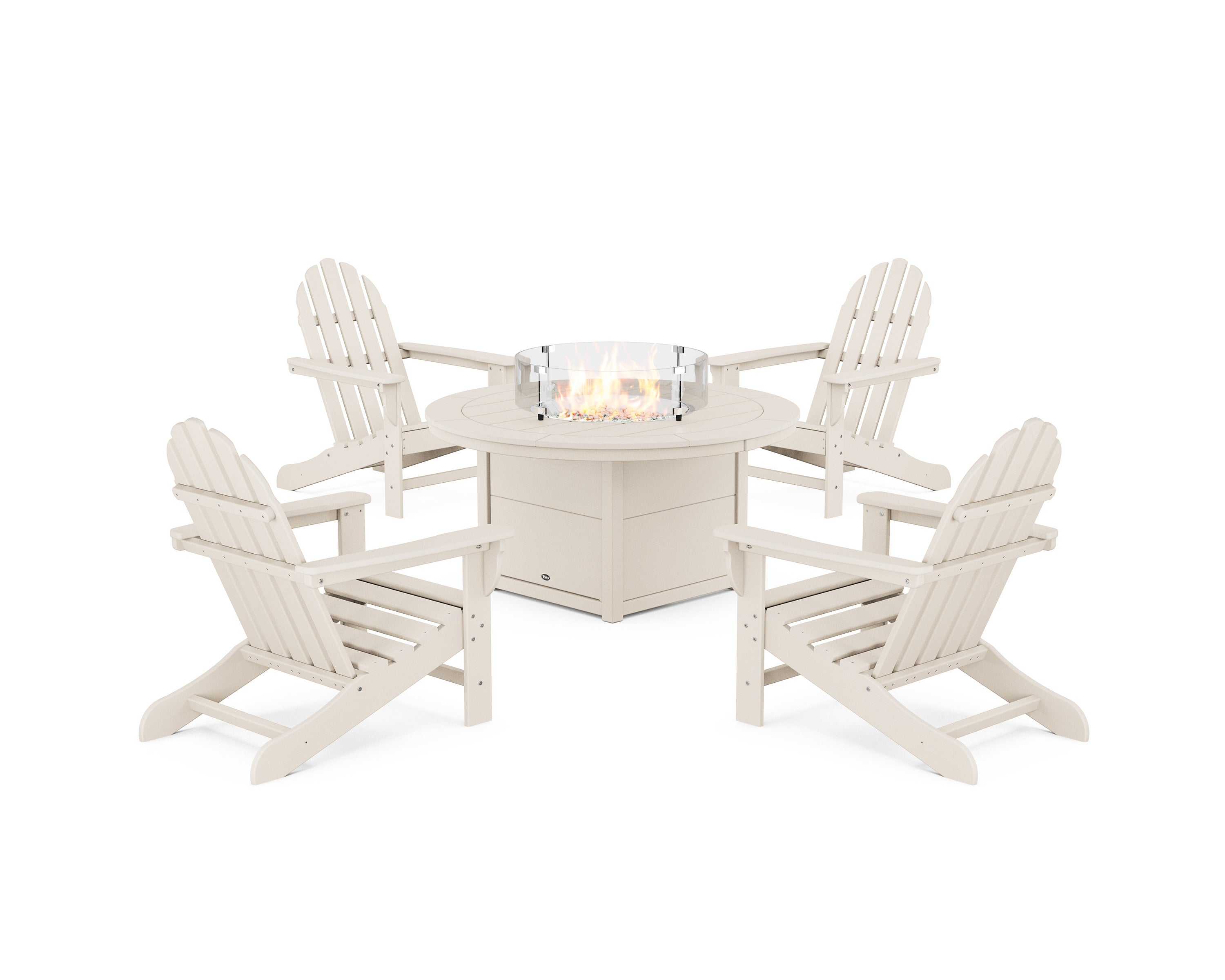 Cape Cod Adirondack 5-Piece Set with Round Fire Pit Table