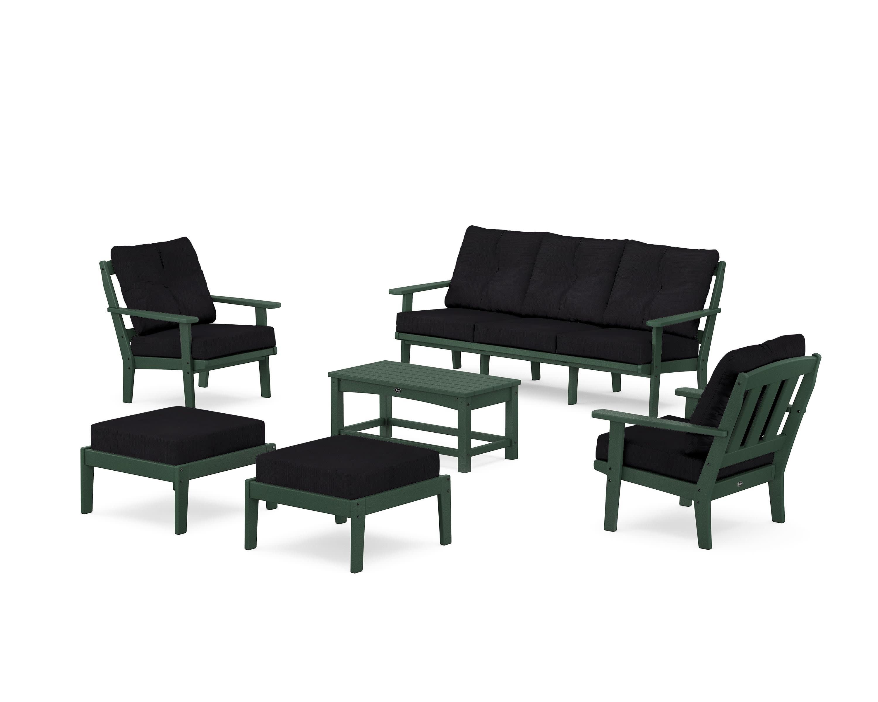 Cape Cod 6-Piece Lounge Sofa Set in Rainforest Canopy / Midnight Linen