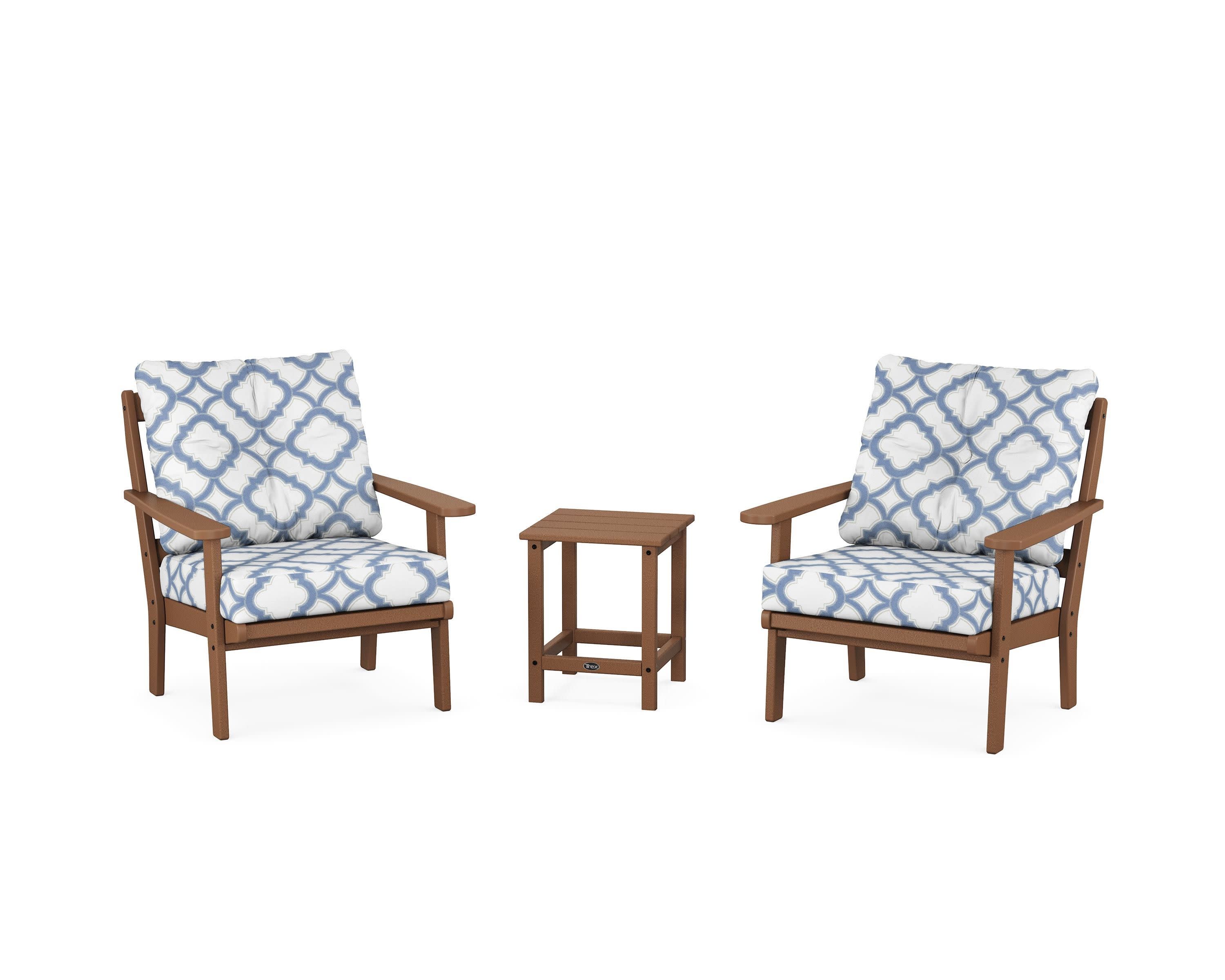 Cape Cod 3-Piece Deep Seating Set in Tree House / Trellis Sky Blue