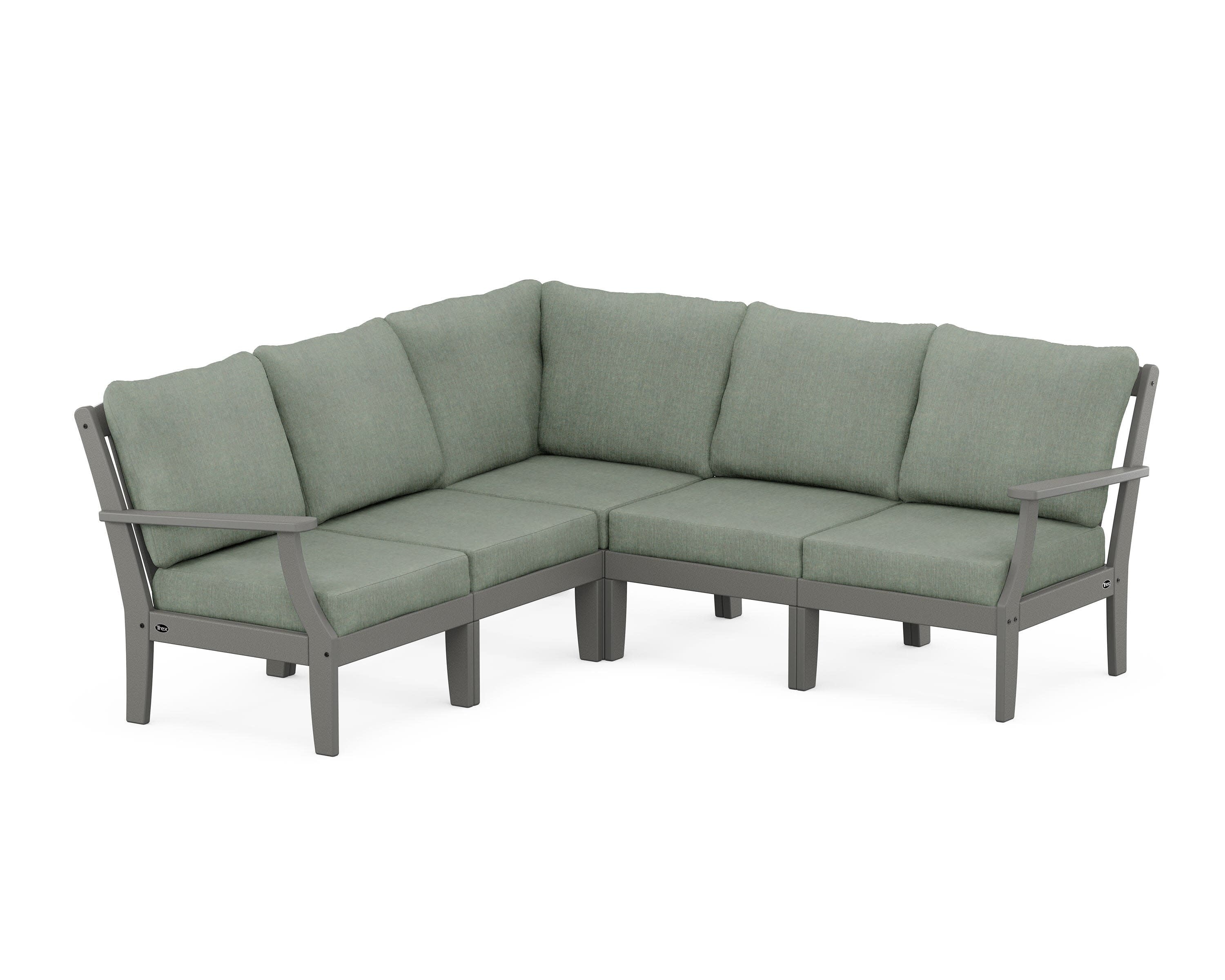 Yacht Club Modular 5-Piece Deep Seating Set in Stepping Stone / Cast Sage