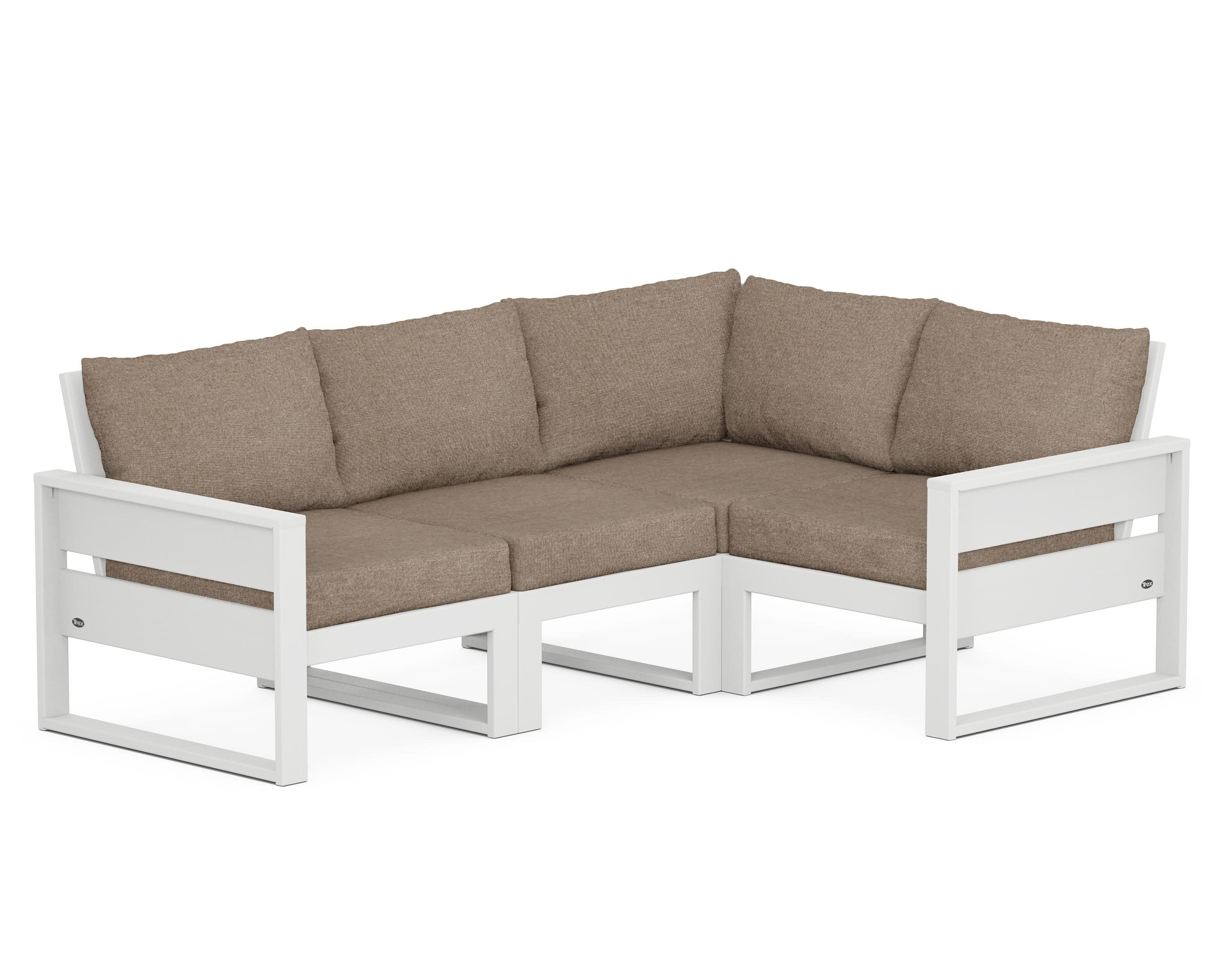 Eastport 4- Piece Sectional in Classic White / Spiced Burlap
