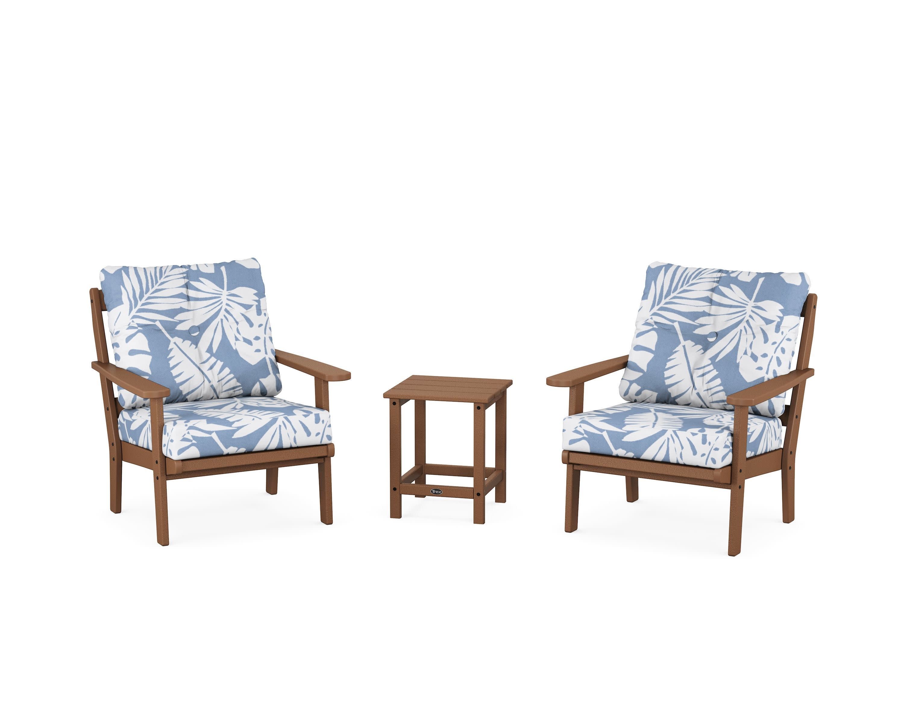 Cape Cod 3-Piece Deep Seating Set in Tree House / Leaf Sky Blue