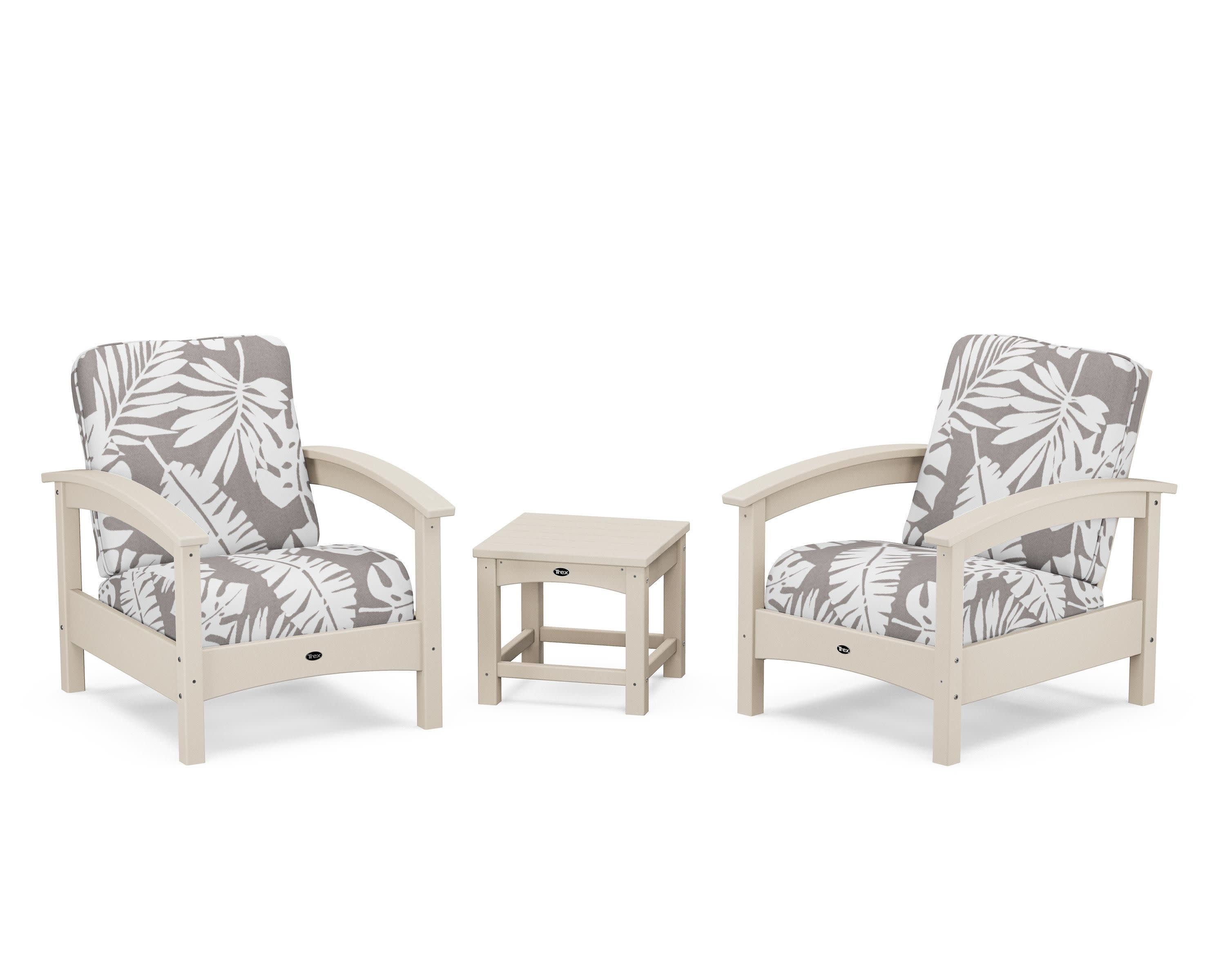 Rockport Club 3-Piece Deep Seating Conversation Set in Sand Castle / Leaf Grey Mist