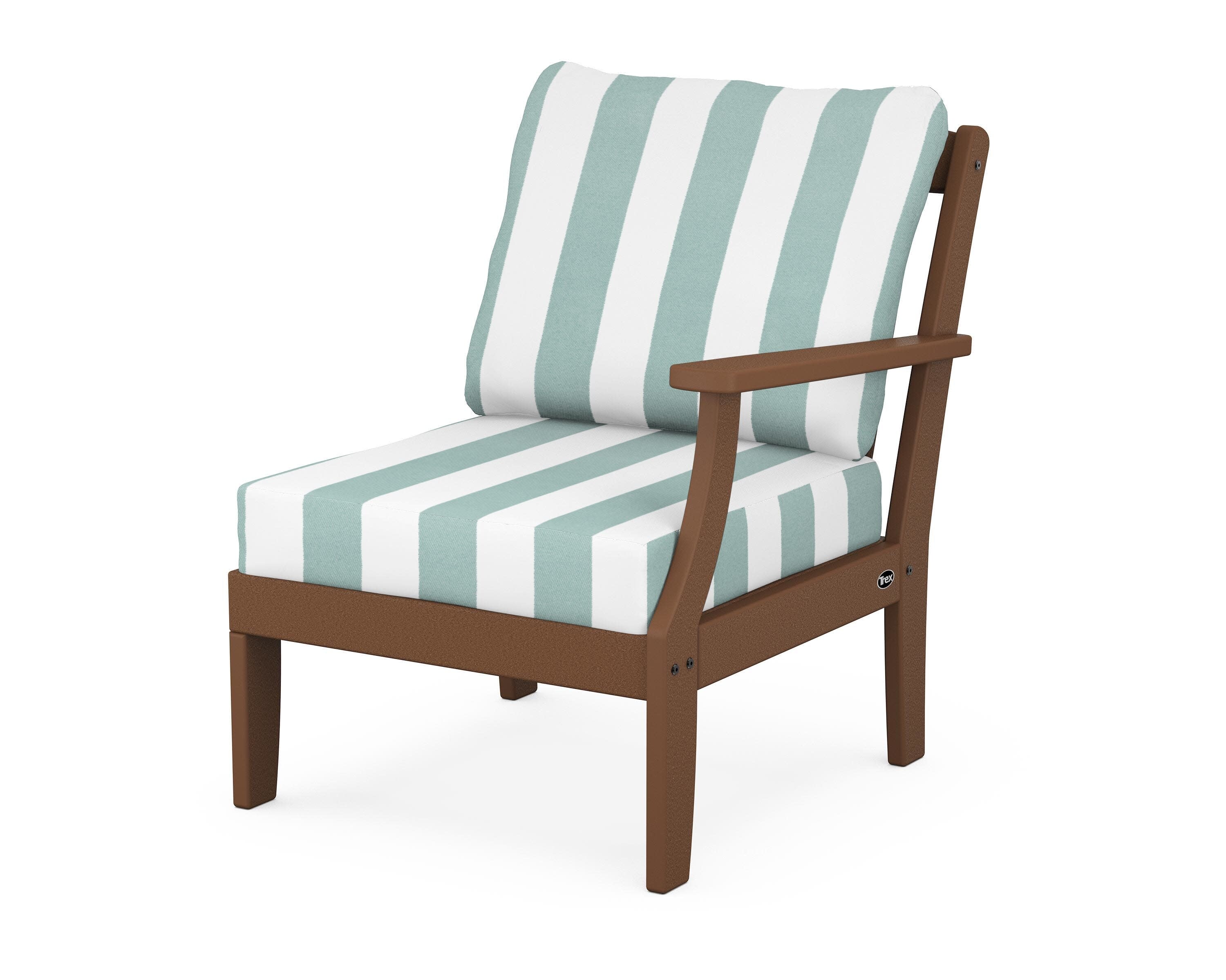 Yacht Club Modular Right Arm Chair in Tree House / Cabana Stripe Glacier Spa
