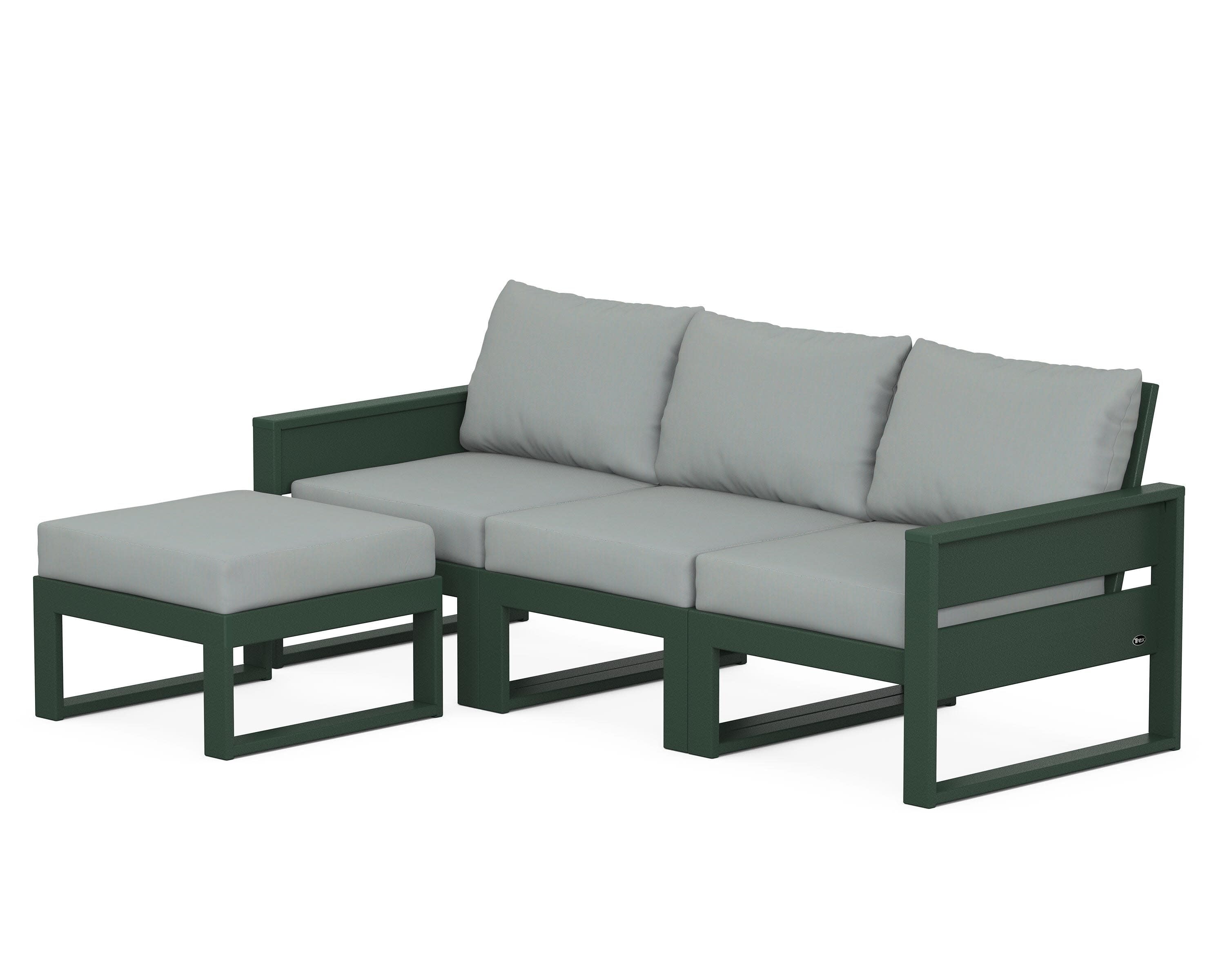 Eastport 4- Piece Sectional with Ottoman in Rainforest Canopy / Spa