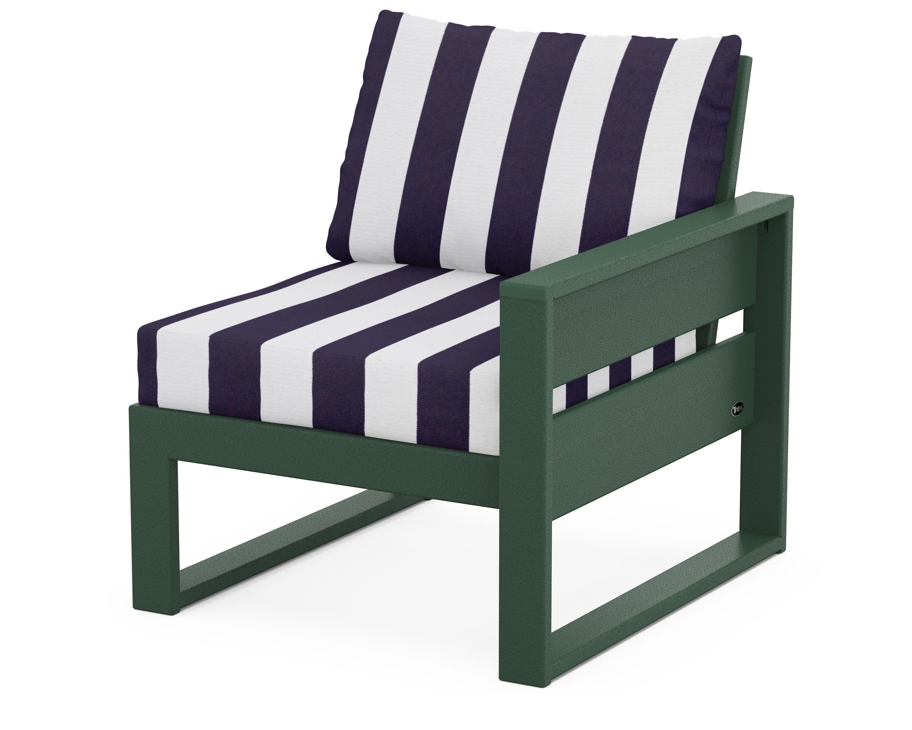 Eastport Modular Right Arm Chair in Rainforest Canopy / Cabana Stripe Navy