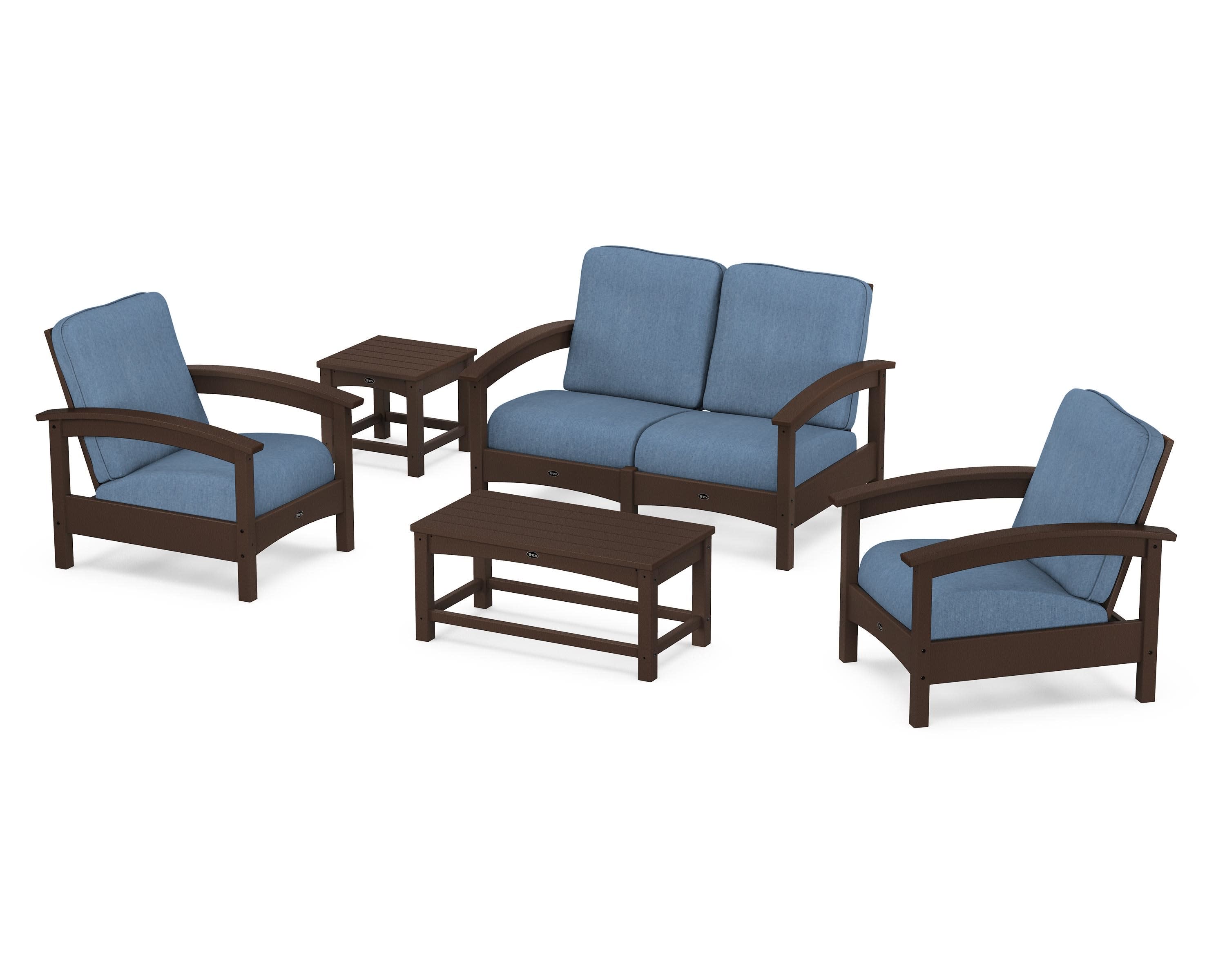 Rockport Club 6-Piece Deep Seating Conversation Set in Vintage Lantern / Sky Blue