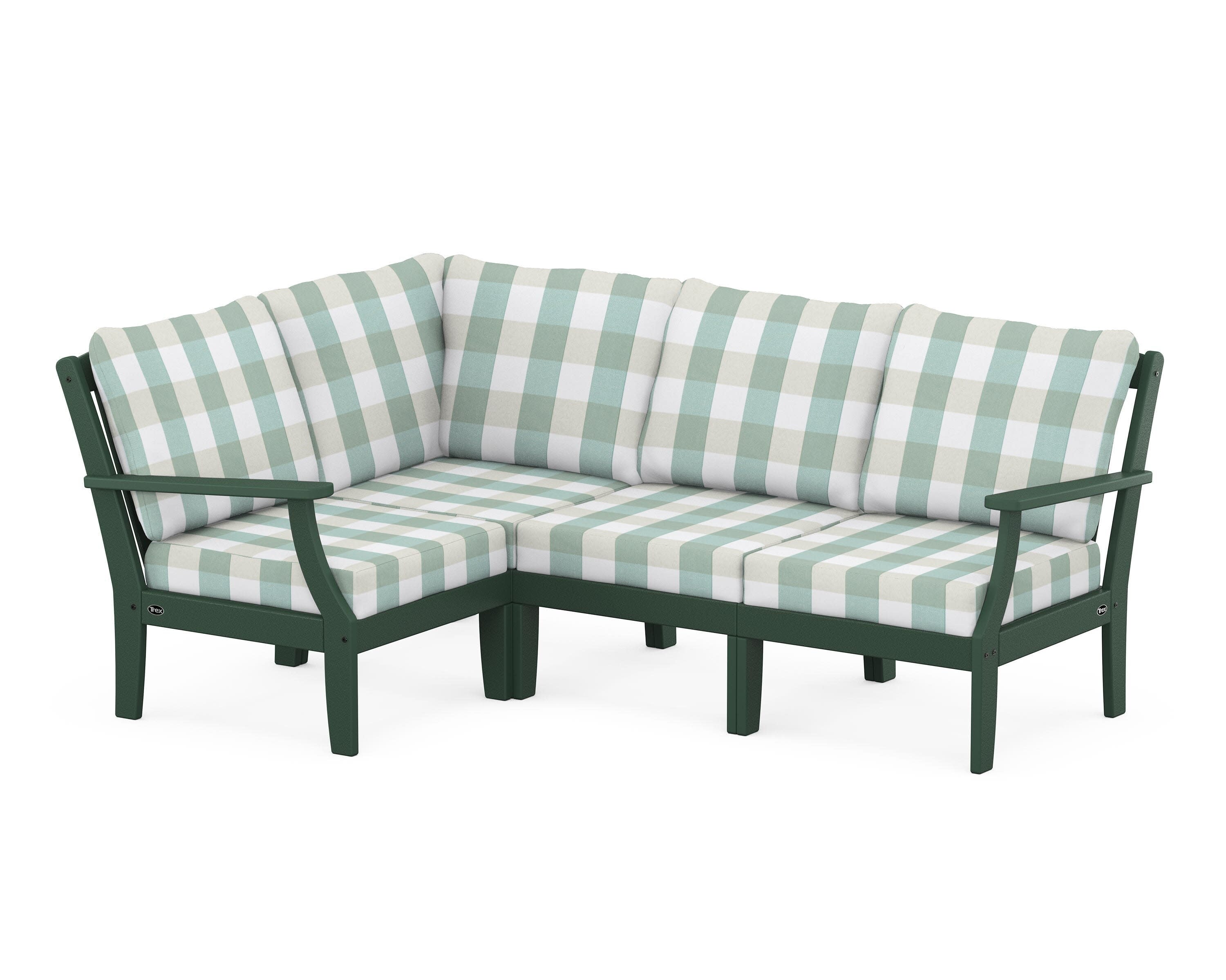 Yacht Club Modular 4-Piece Deep Seating Set in Rainforest Canopy / Buffalo Plaid Glacier Spa