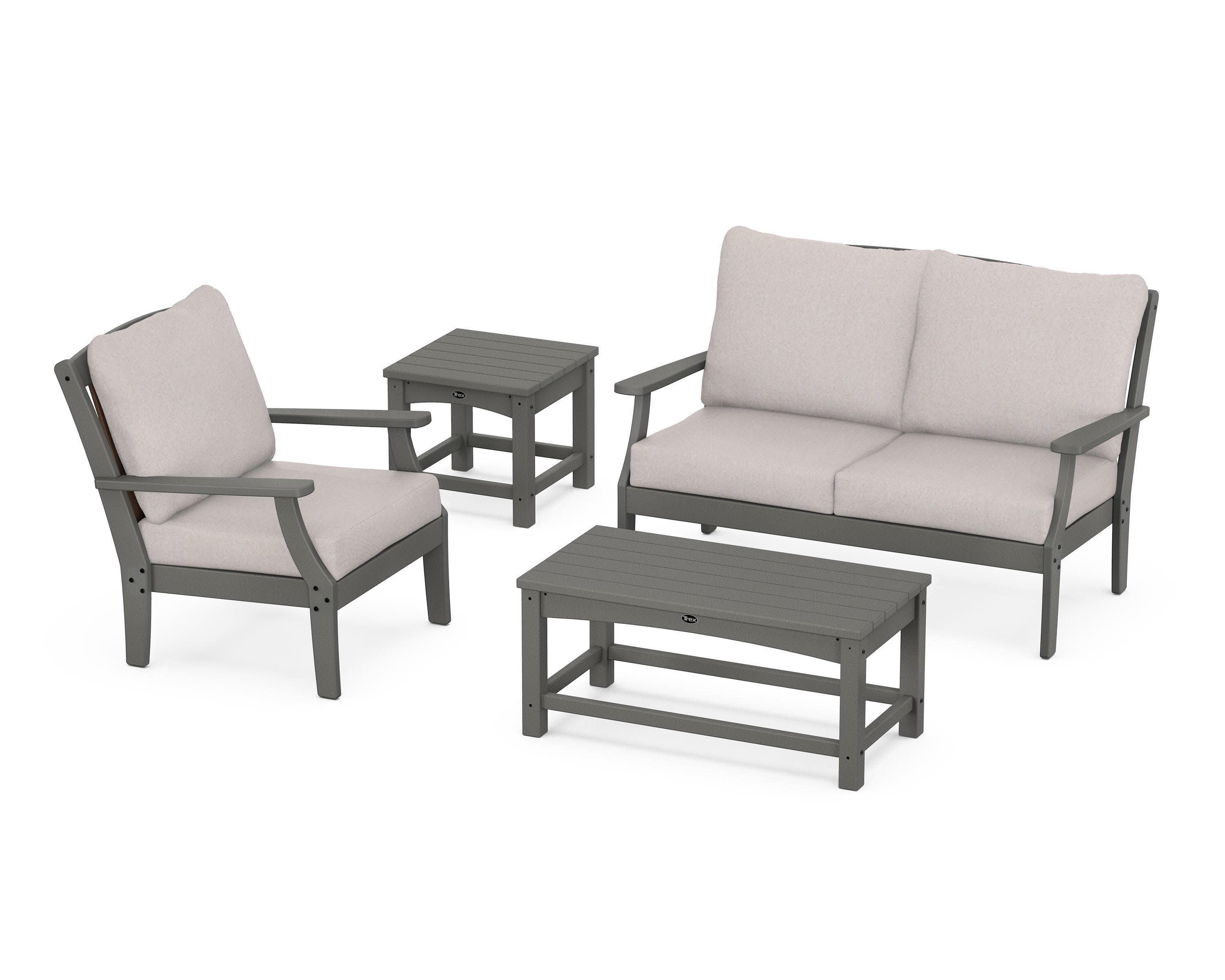 Yacht Club 4-Piece Deep Seating Set in Stepping Stone / Dune Burlap